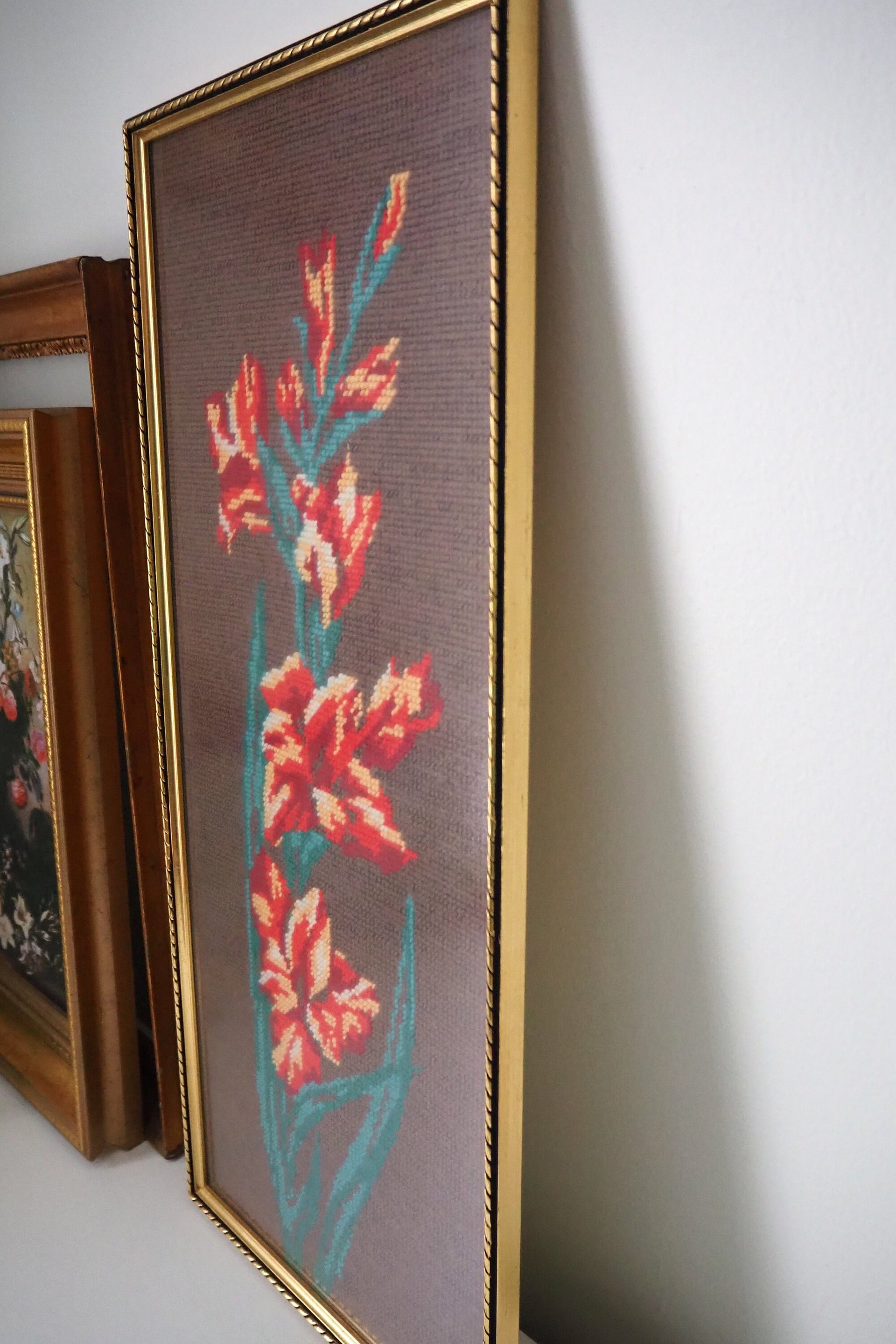 Vintage needlepoint wall art | Scandinavian wall art | Needlepoint wall hanging | Vintage wall tapestry | Handmade wall tapestry