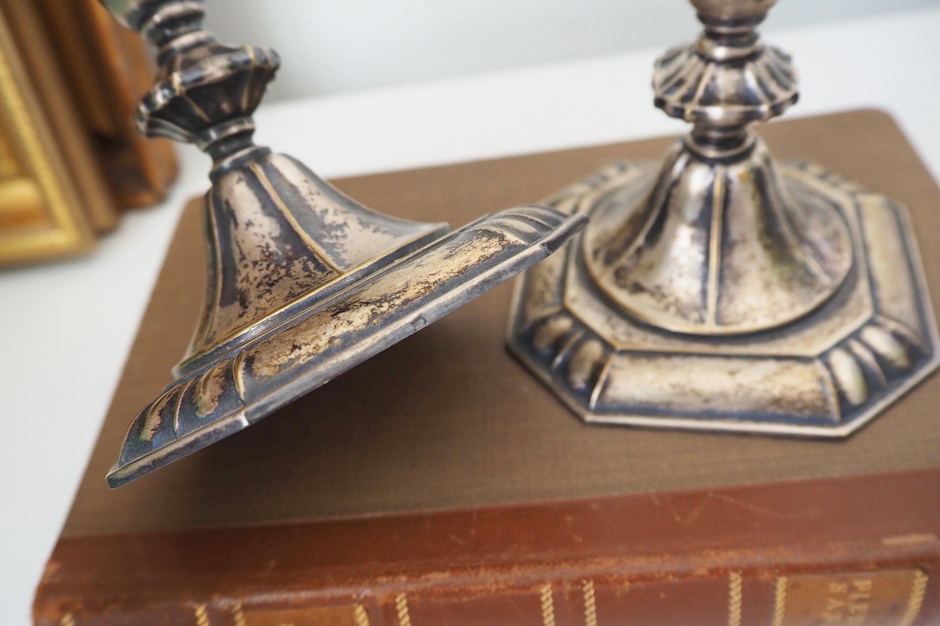 Set of two vintage candlestick holders | Silver plated candlestick holders | Ornate silver candlestick holders | Made in Finland