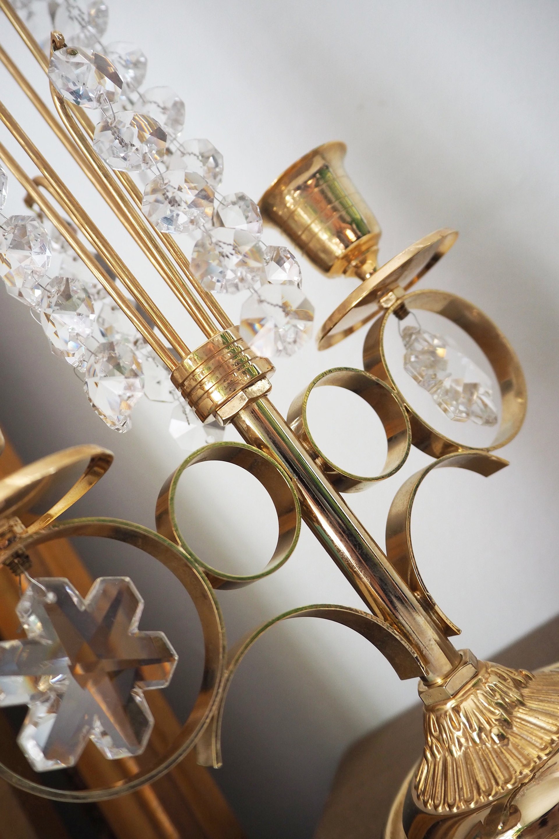 Vintage crystal candelabra | Vintage two arm candelabra | Gold plated candelabra | Vintage candelabra