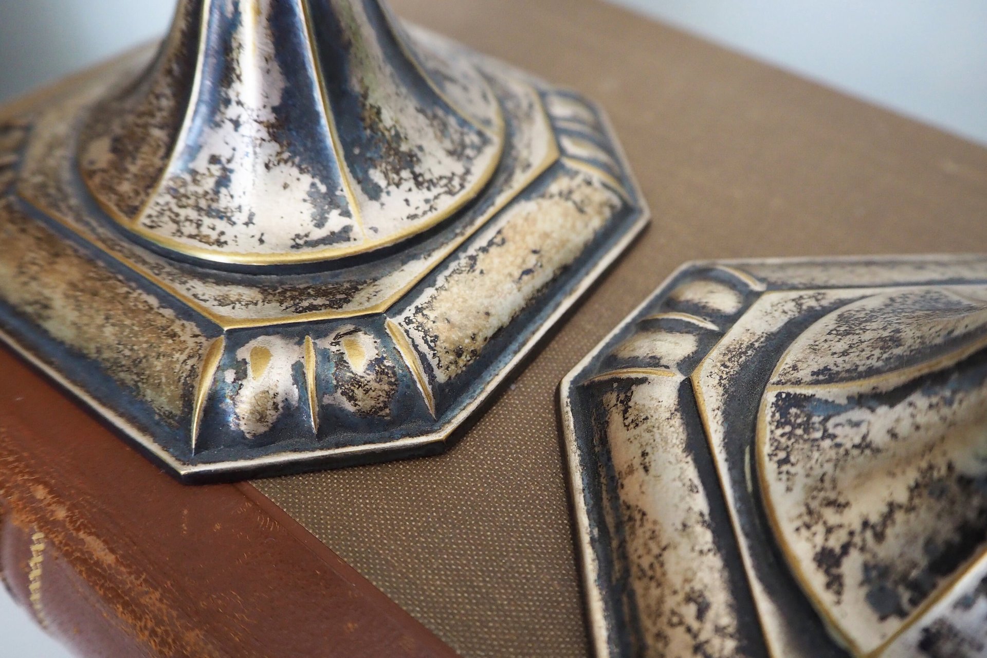 Set of two vintage candlestick holders | Silver plated candlestick holders | Ornate silver candlestick holders | Made in Finland