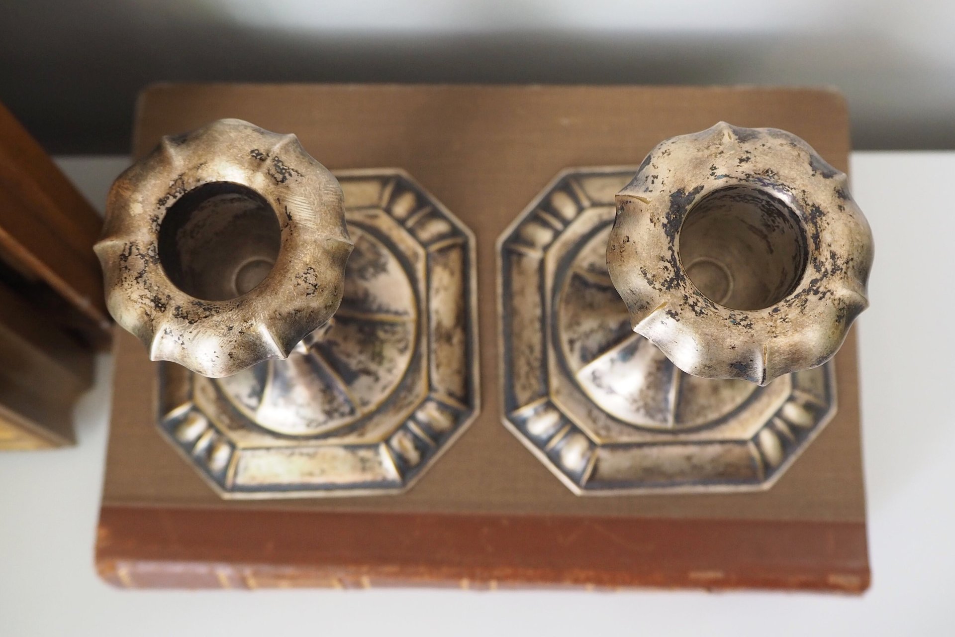 Set of two vintage candlestick holders | Silver plated candlestick holders | Ornate silver candlestick holders | Made in Finland