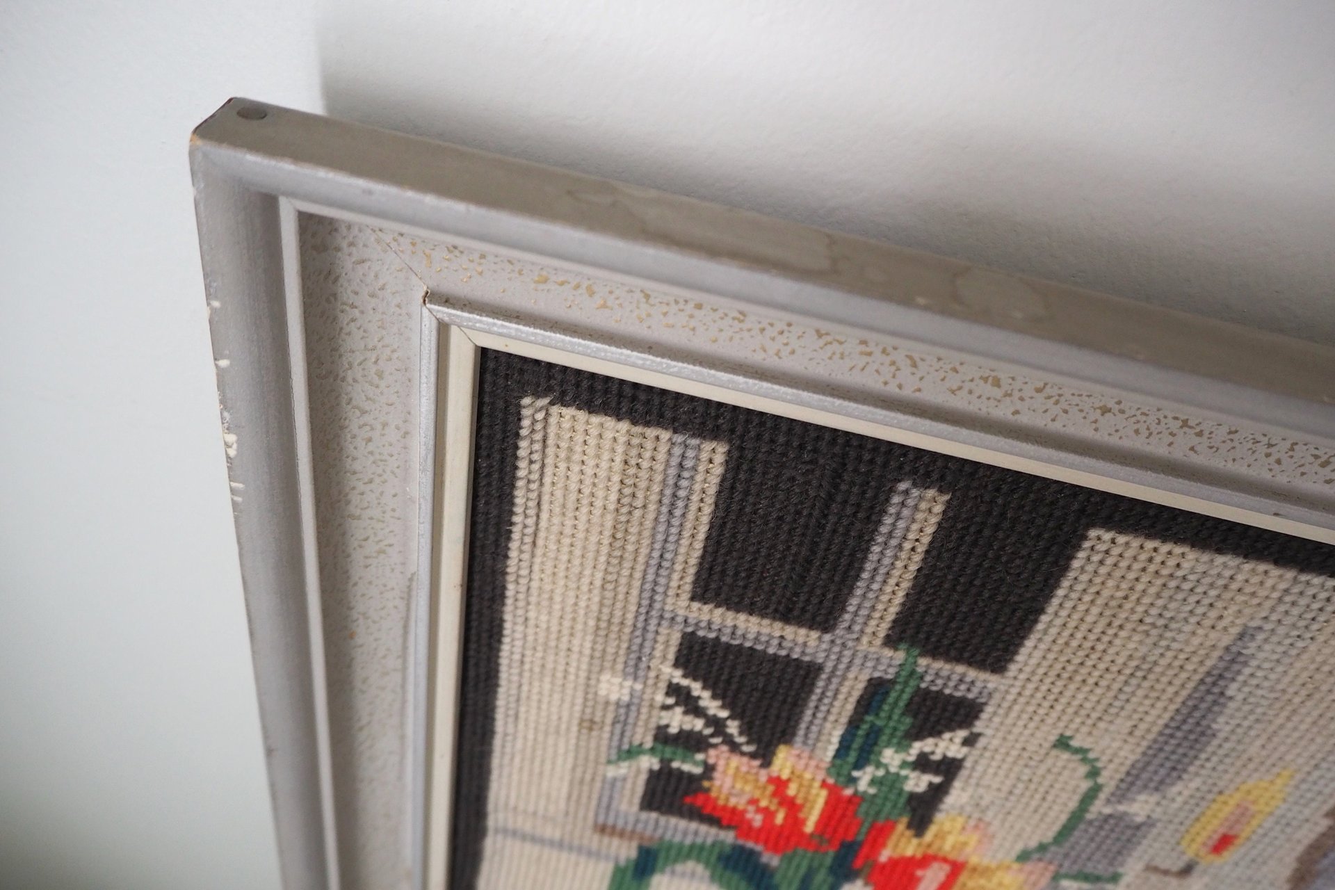 Vintage needlepoint wall art | Religious needlepoint | Scandinavian wall art | Needlepoint wall hanging | Wool needlepoint