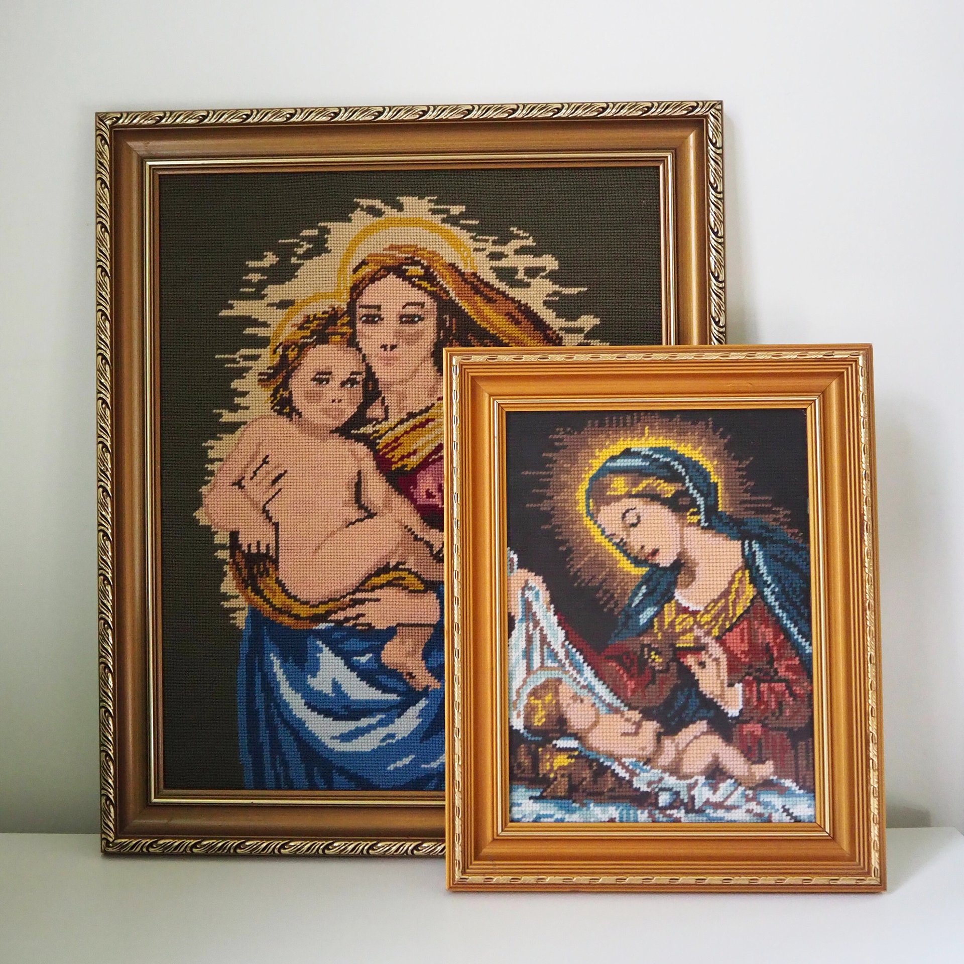 Vintage needlepoint wall art | Religious needlepoint | Scandinavian wall art | Needlepoint wall hanging | Wool needlepoint