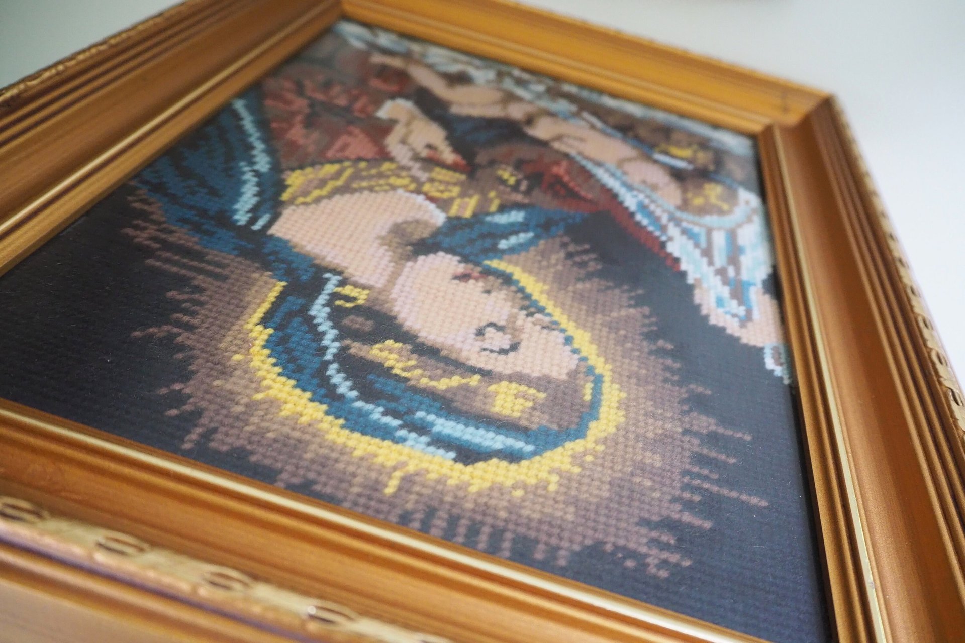 Vintage needlepoint wall art | Religious needlepoint | Scandinavian wall art | Needlepoint wall hanging | Wool needlepoint