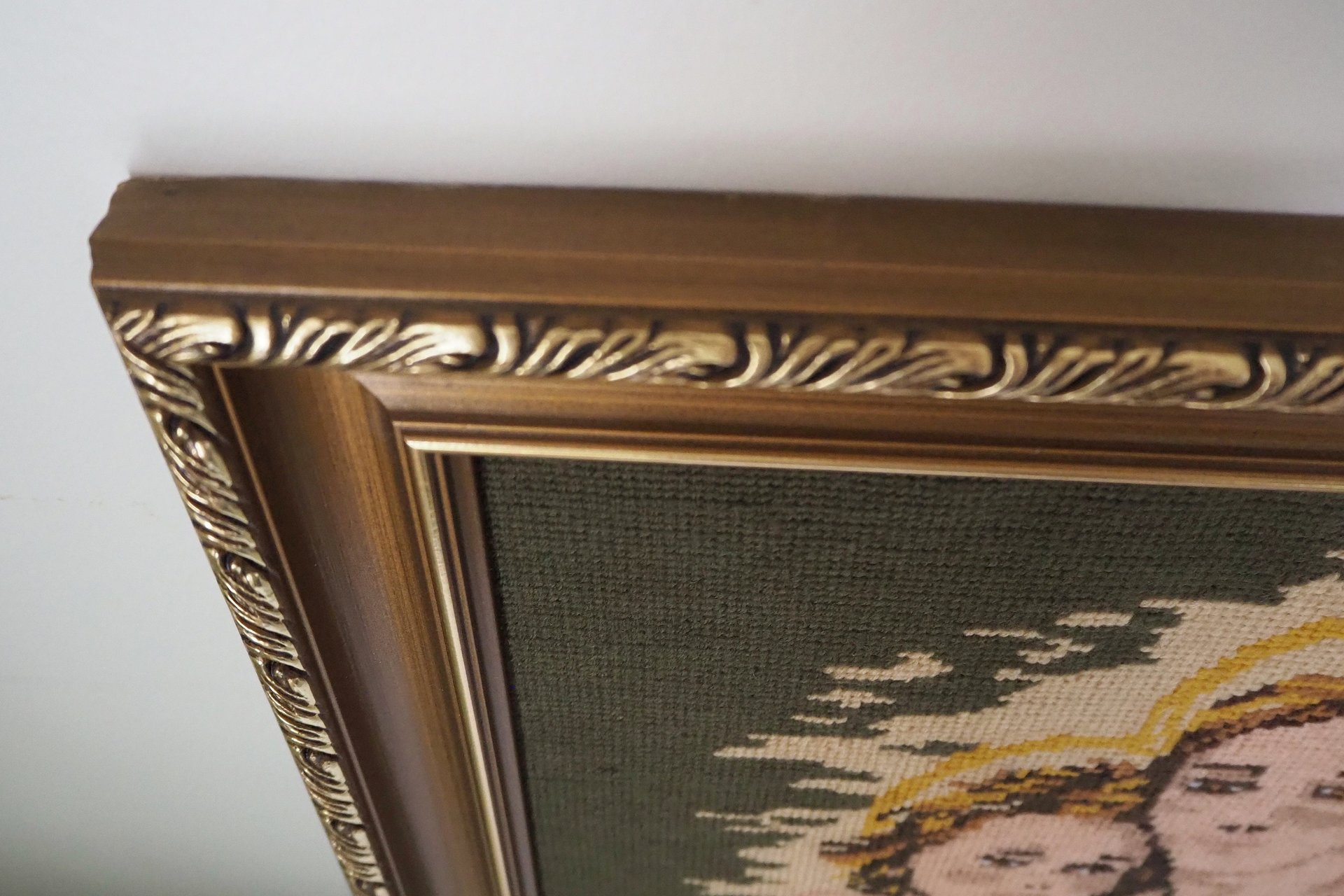 Vintage needlepoint wall art | Religious needlepoint | Scandinavian wall art | Needlepoint wall hanging | Wool needlepoint