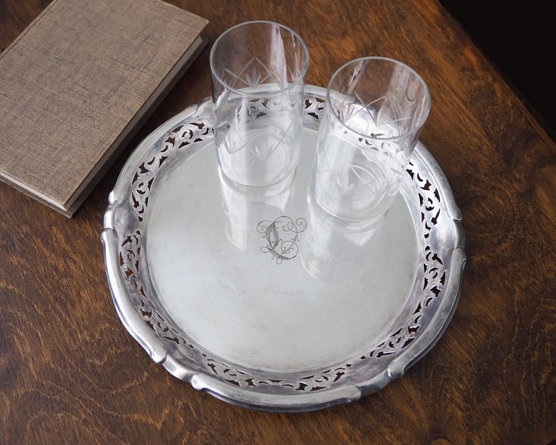Vintage alpacca silver tray | Alpacca silver platter | Vintage serving tray | Small serving tray