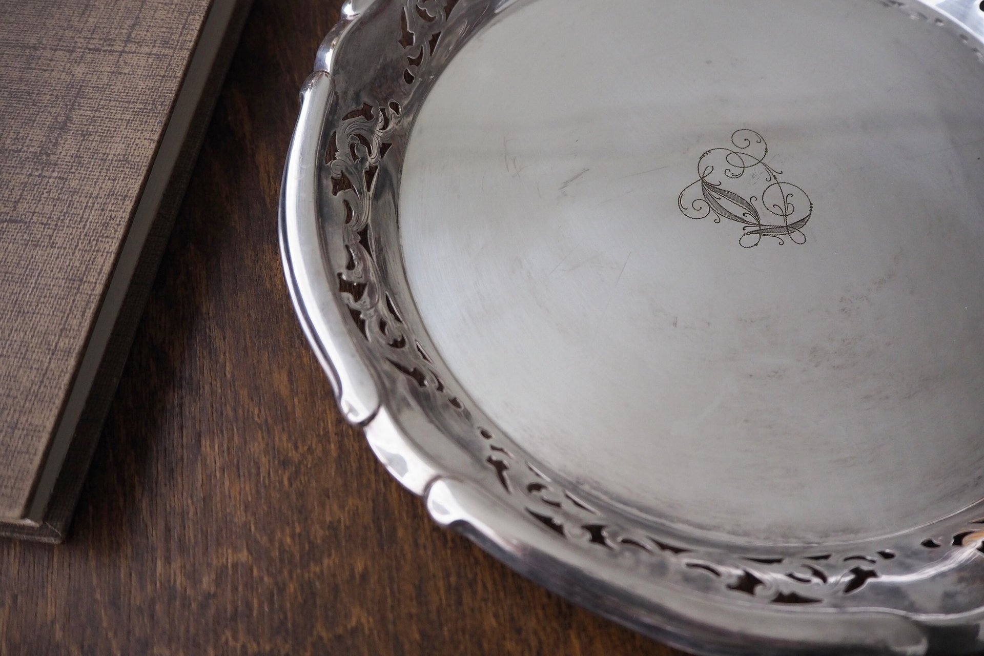 Vintage alpacca silver tray | Alpacca silver platter | Vintage serving tray | Small serving tray