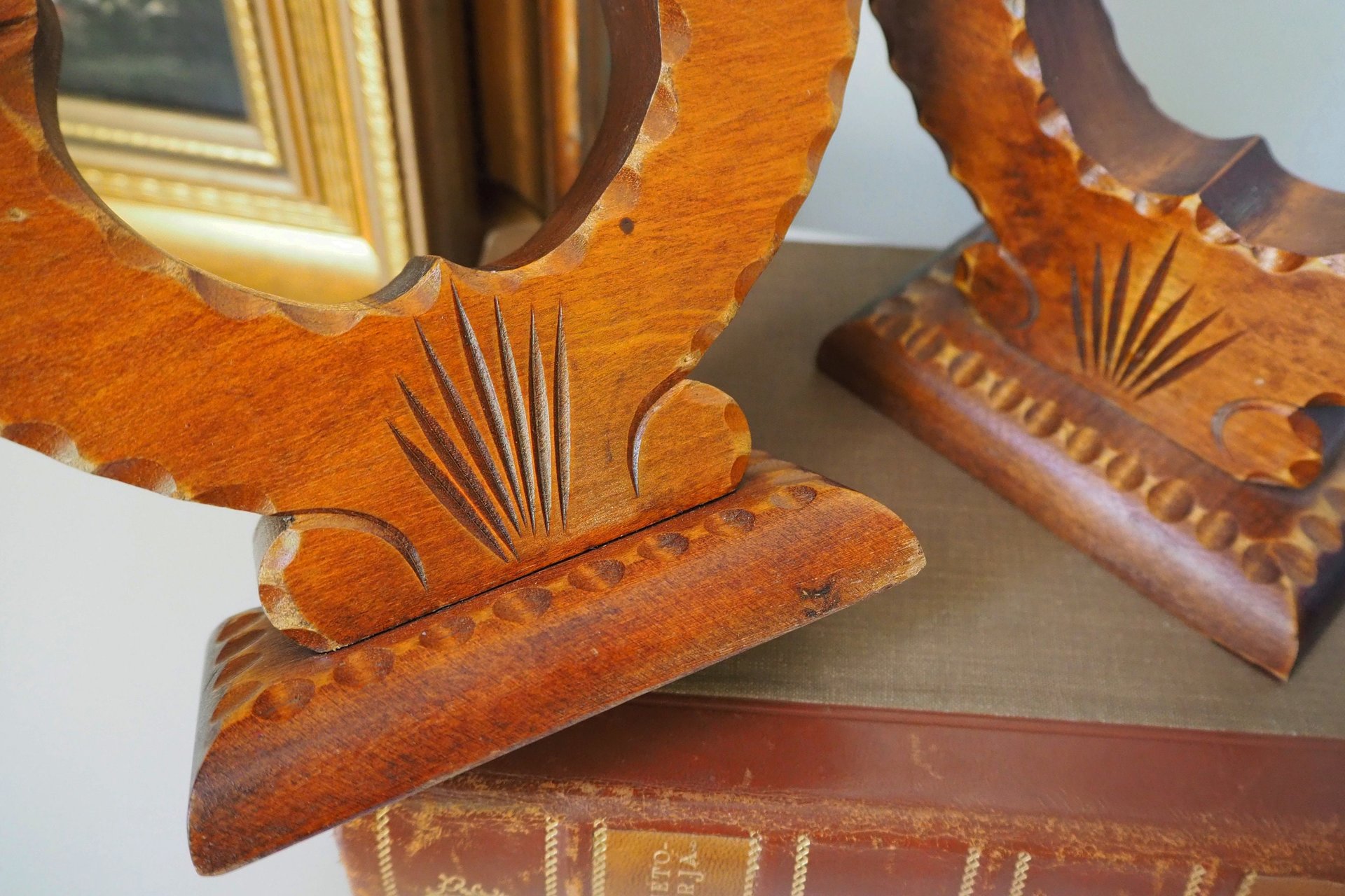 Set of two vintage wooden candlestick holders | Wooden candle holders | Rustic wooden candlestick holders