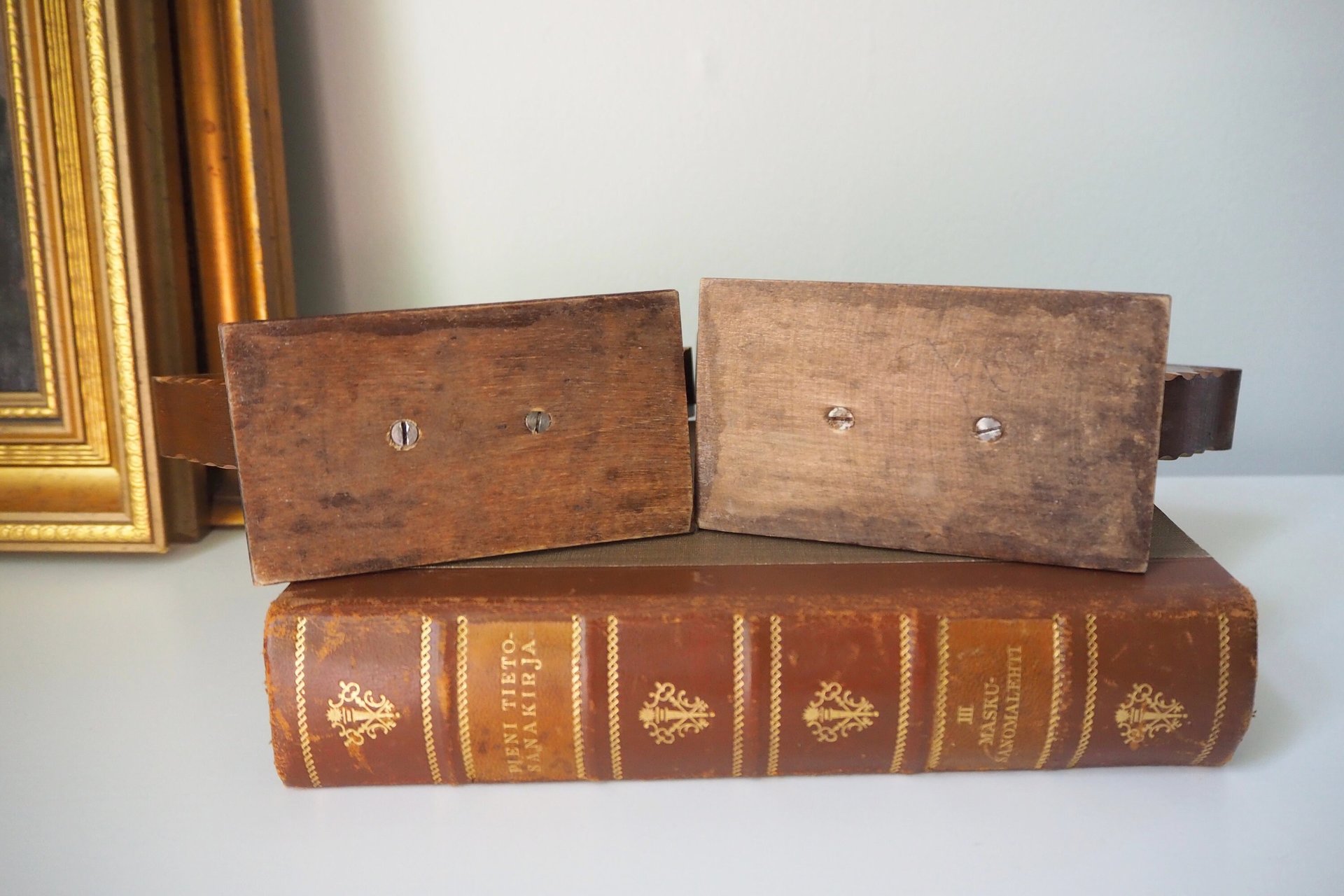 Set of two vintage wooden candlestick holders | Wooden candle holders | Rustic wooden candlestick holders