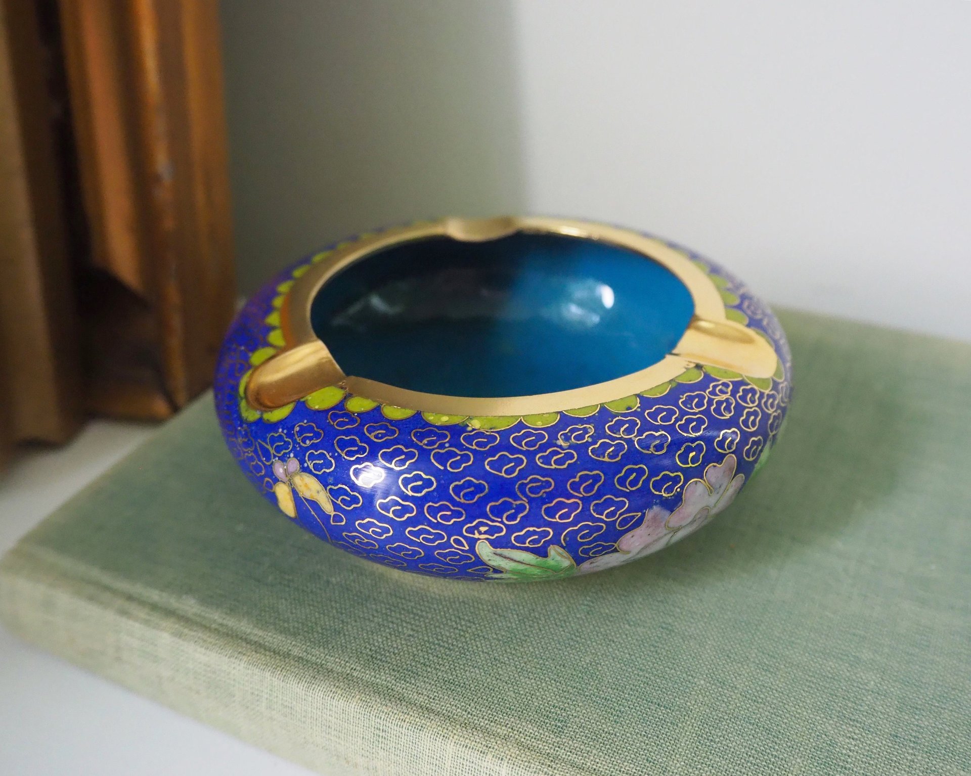 Vintage Cloisonné ashtray | Enameled brass ashtray | Vintage ashtray | Cloisonné ashtray