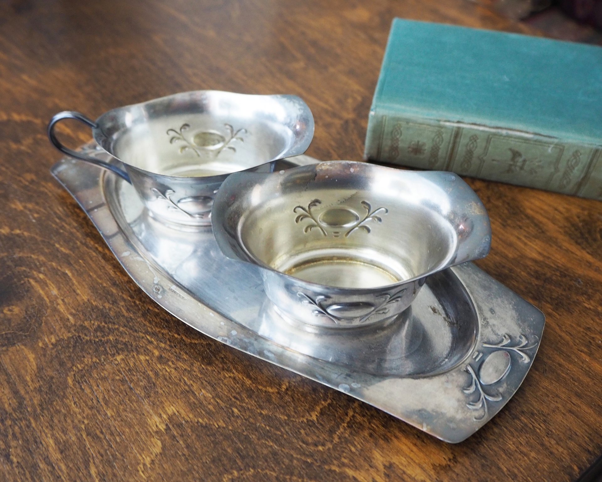 Vintage alpacca creamer and sugar bowl set | Vintage alpacca silver creamer and sugar set | Vintage creamer and sugar bowl set
