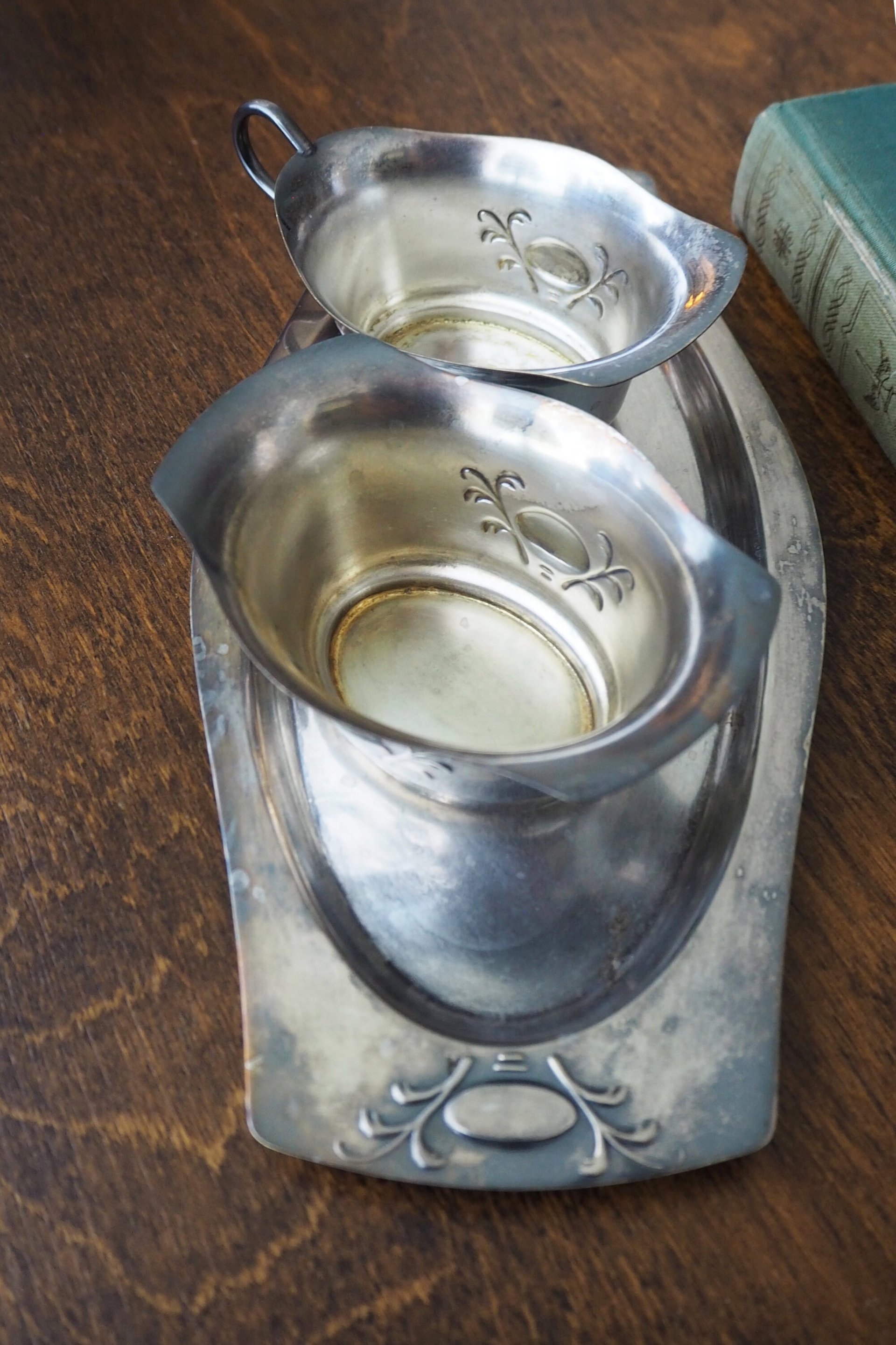 Vintage alpacca creamer and sugar bowl set | Vintage alpacca silver creamer and sugar set | Vintage creamer and sugar bowl set