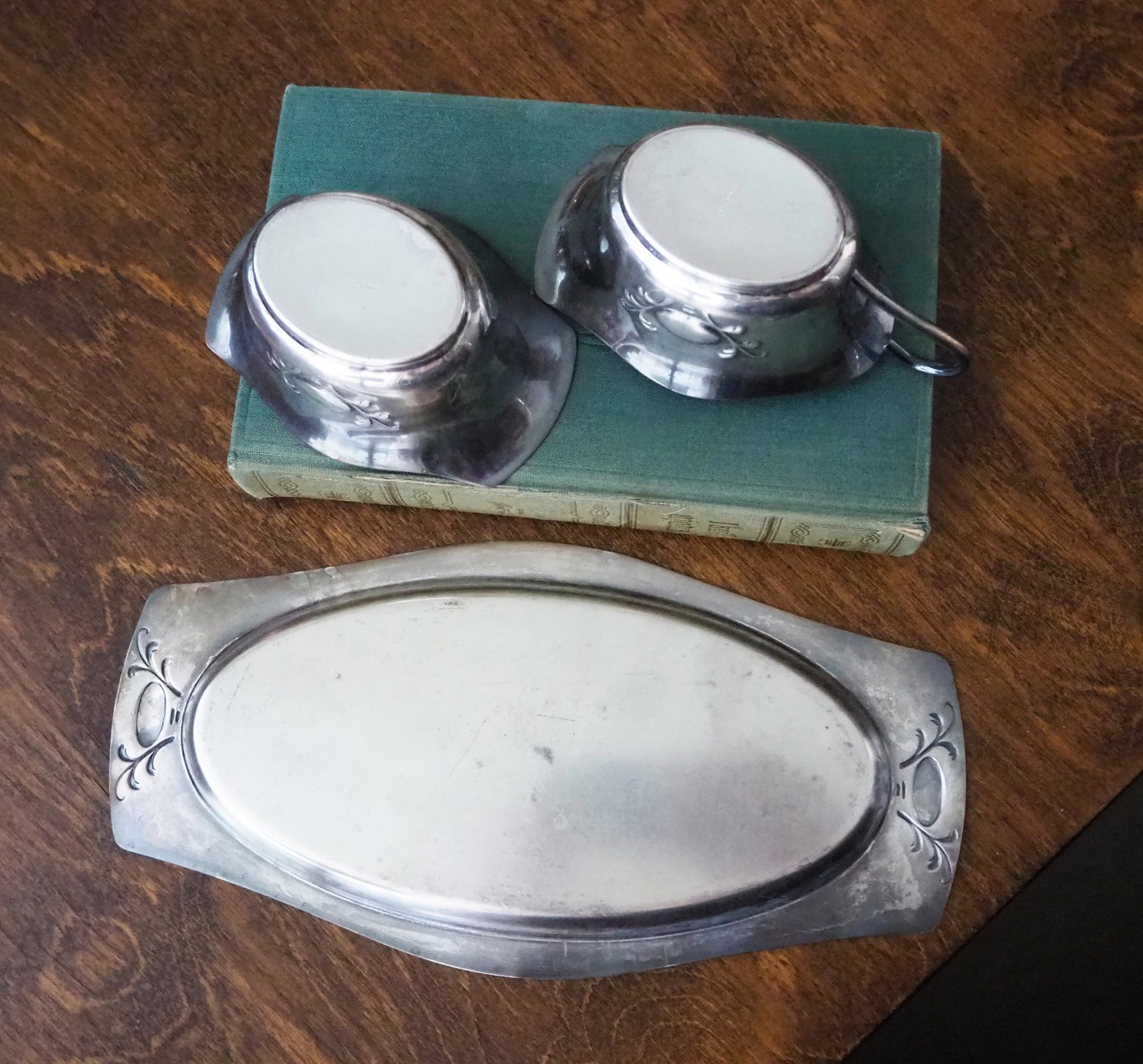 Vintage alpacca creamer and sugar bowl set | Vintage alpacca silver creamer and sugar set | Vintage creamer and sugar bowl set