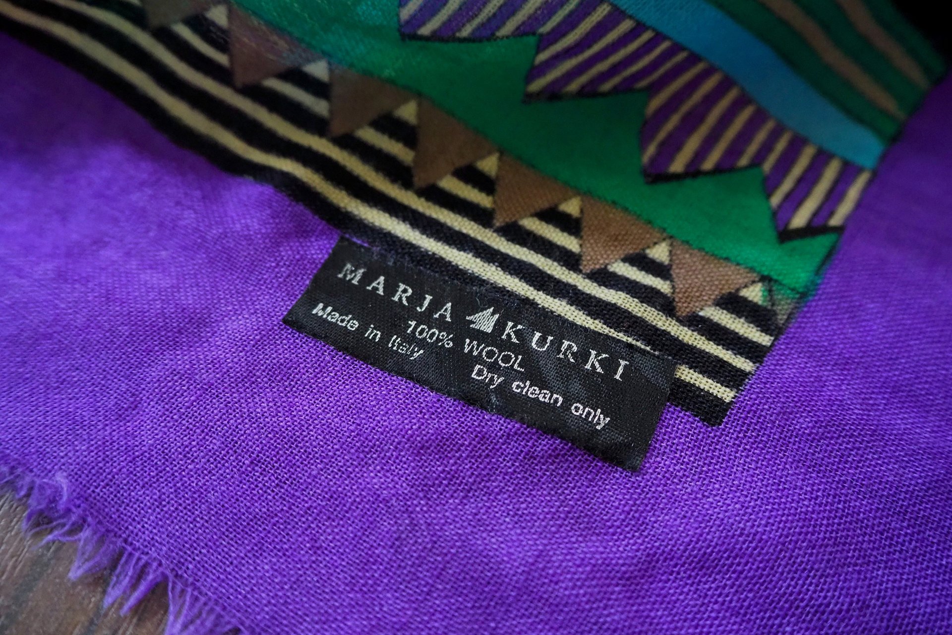 Vintage wool scarf | Geometric vintage wool scarf | Vintage Marja Kurki scarf | Marja Kurki wool scarf | Large wool scarf