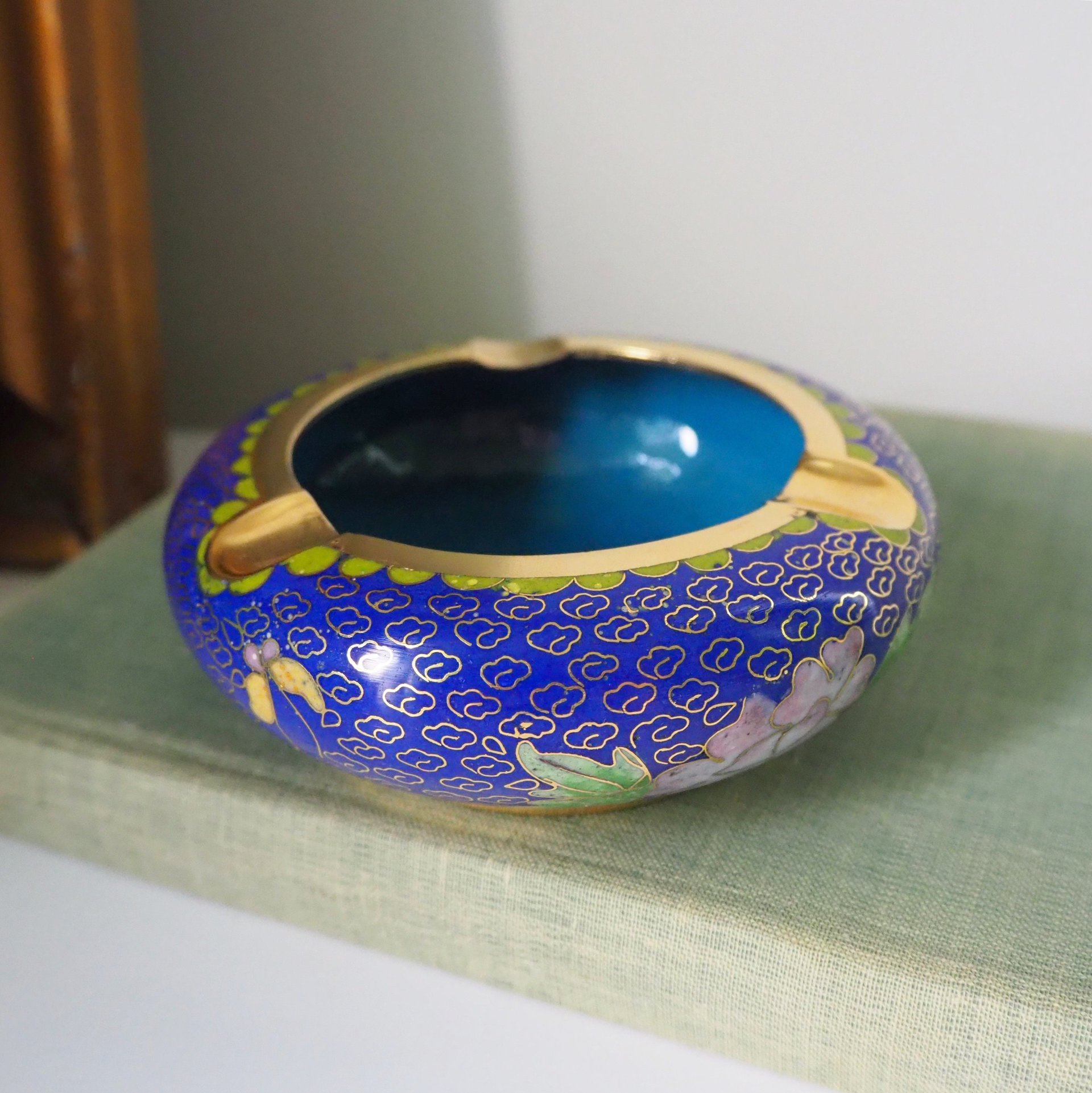 Vintage Cloisonné ashtray | Enameled brass ashtray | Vintage ashtray | Cloisonné ashtray