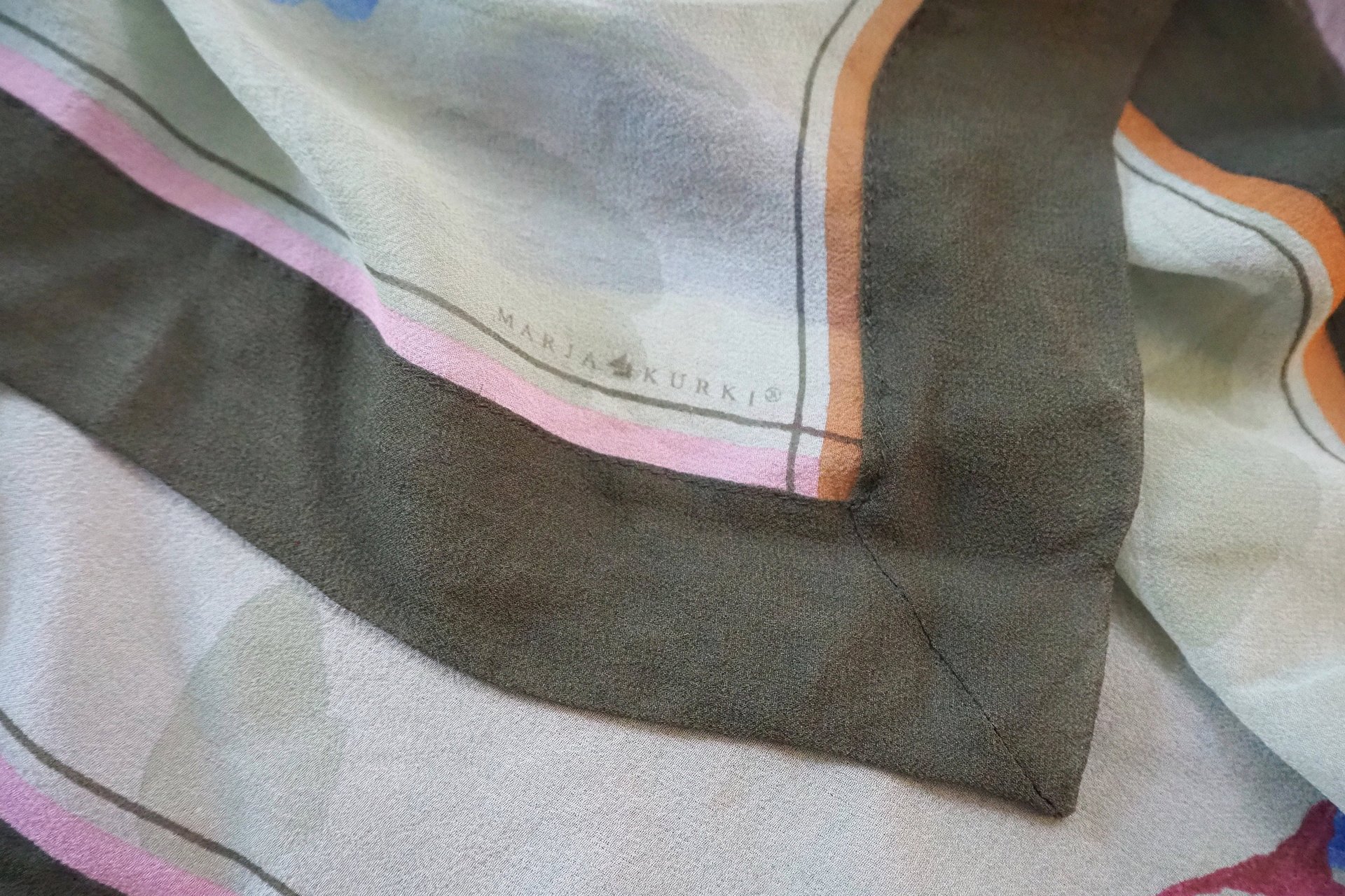 Vintage silk scarf | Vintage Marja Kurki scarf | Marja Kurki silk scarf | Small vintage silk scarf