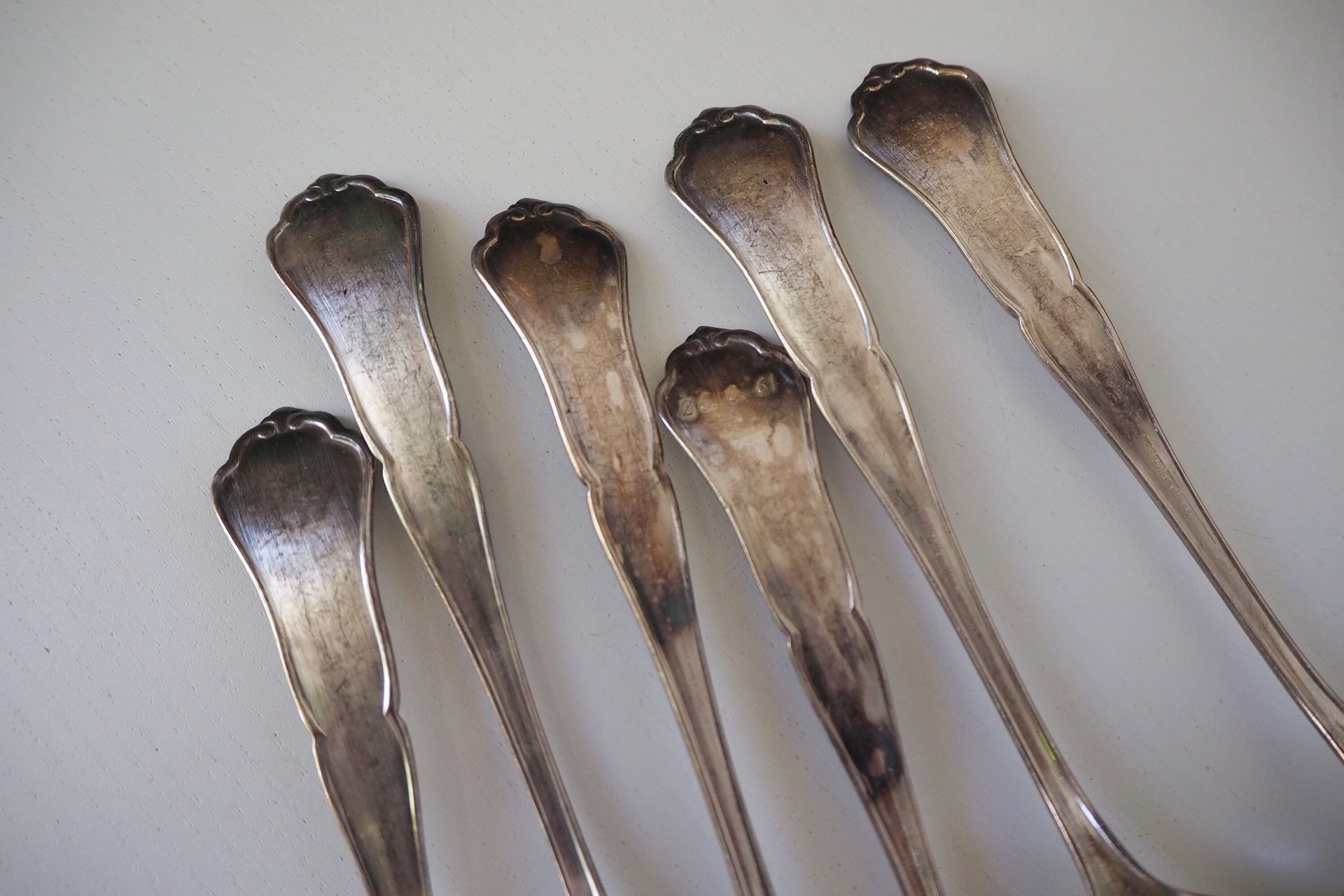 Set of six vintage tablespoons | Vintage silver plated tablespoons | Vintage engraved spoons | Vintage alpacca silver tablespoons