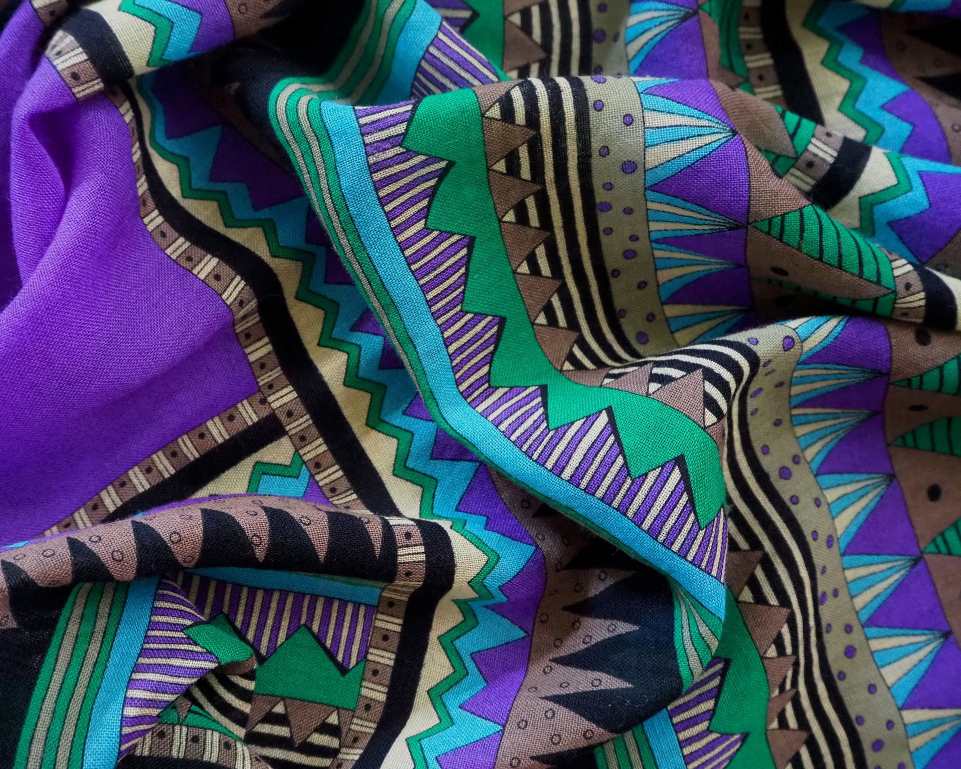 Vintage wool scarf | Geometric vintage wool scarf | Vintage Marja Kurki scarf | Marja Kurki wool scarf | Large wool scarf