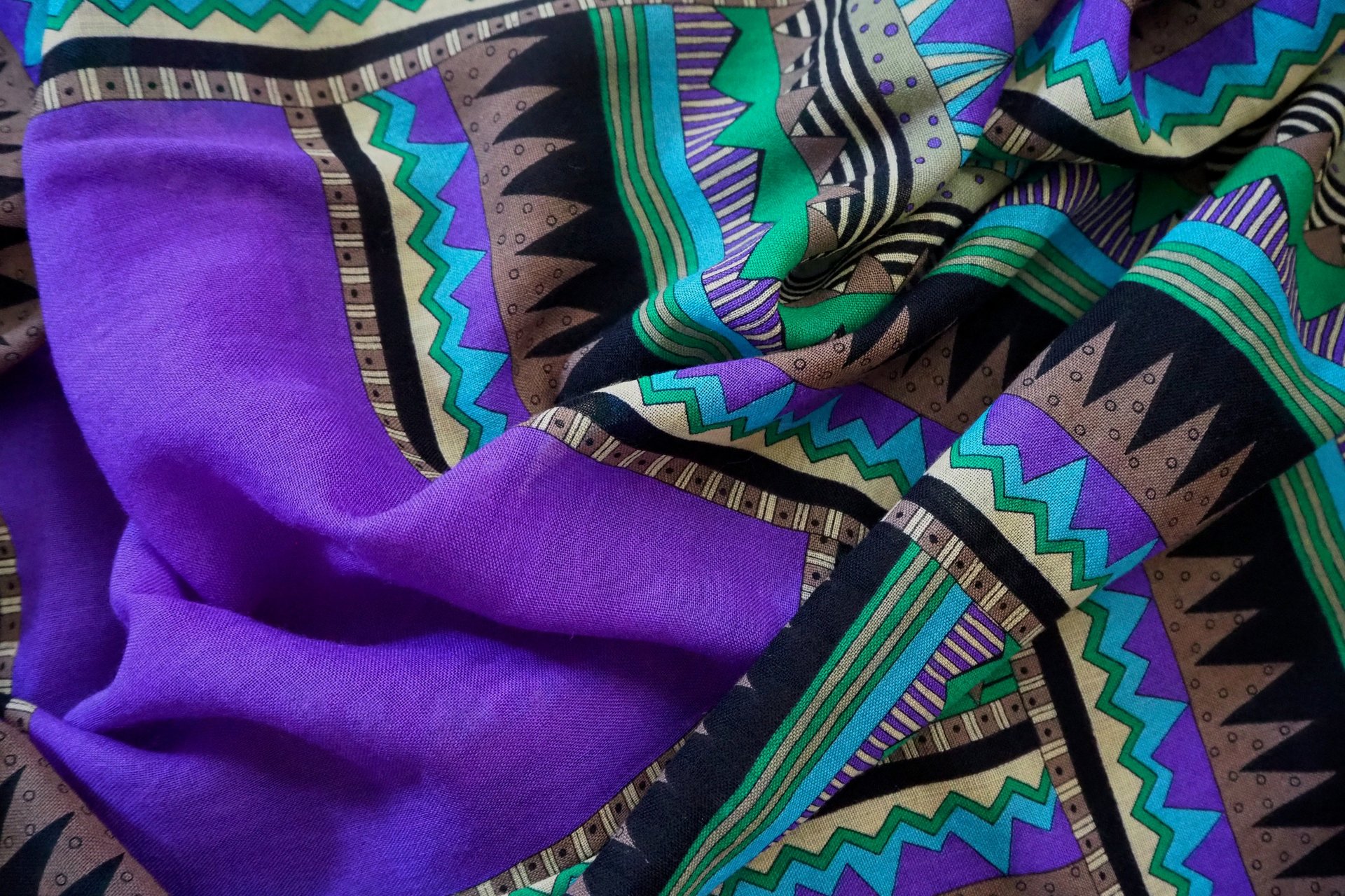 Vintage wool scarf | Geometric vintage wool scarf | Vintage Marja Kurki scarf | Marja Kurki wool scarf | Large wool scarf