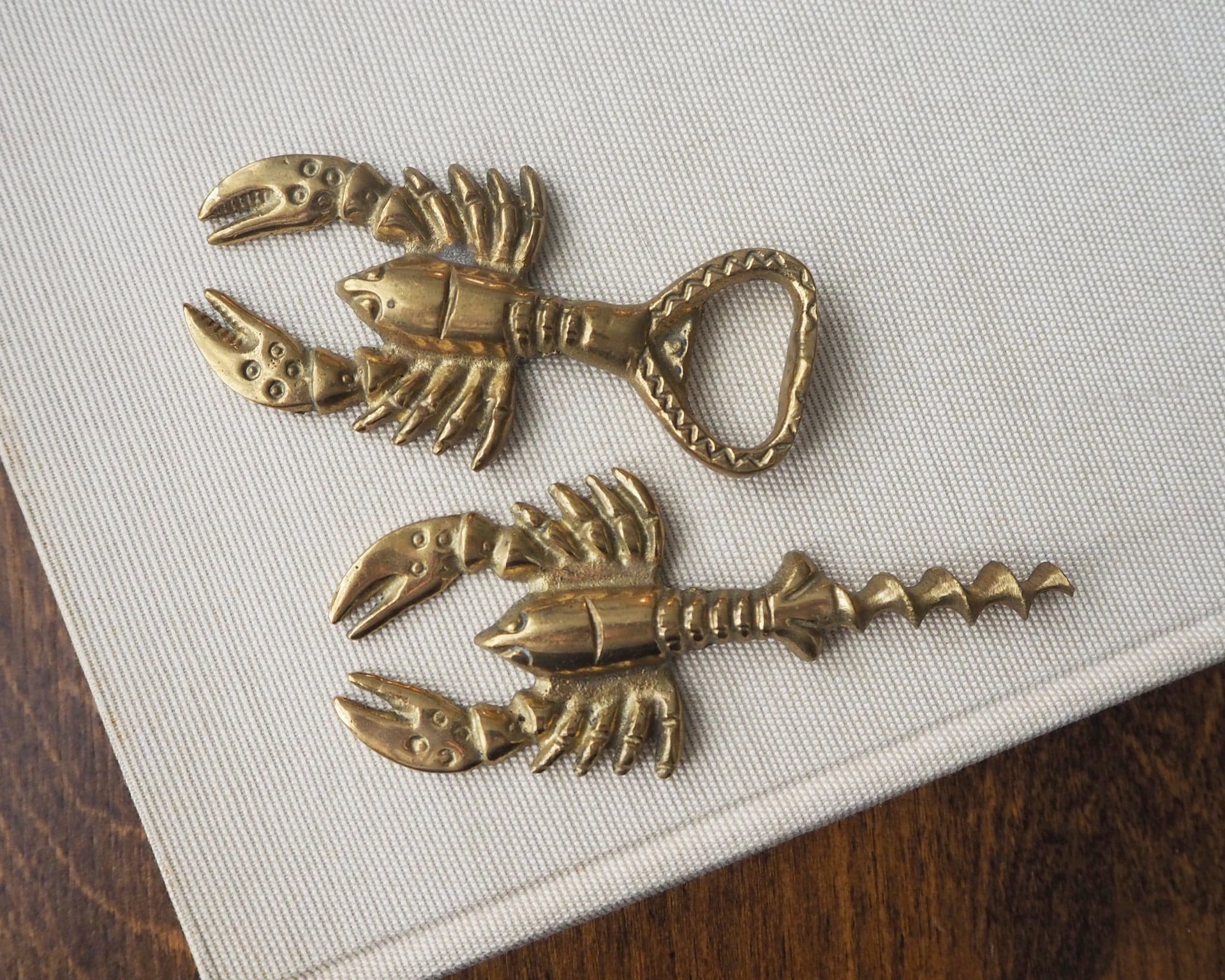 Vintage brass bottle opener set | Lobster bottle openers | Brass bottle openers | Vintage bottle openers | Brass wine bottle openers