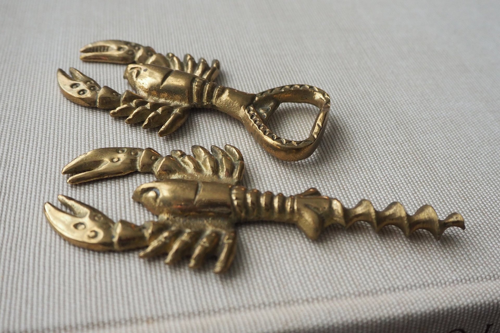 Vintage brass bottle opener set | Lobster bottle openers | Brass bottle openers | Vintage bottle openers | Brass wine bottle openers