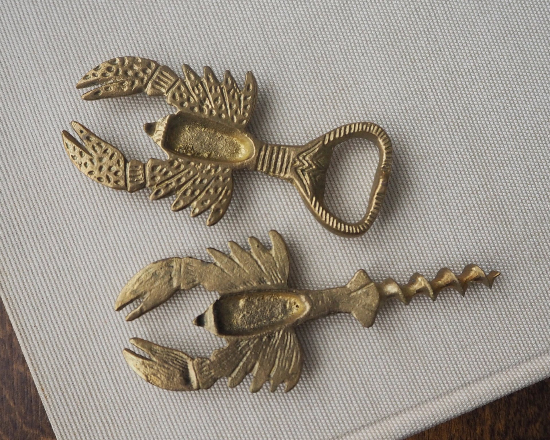 Vintage brass bottle opener set | Lobster bottle openers | Brass bottle openers | Vintage bottle openers | Brass wine bottle openers