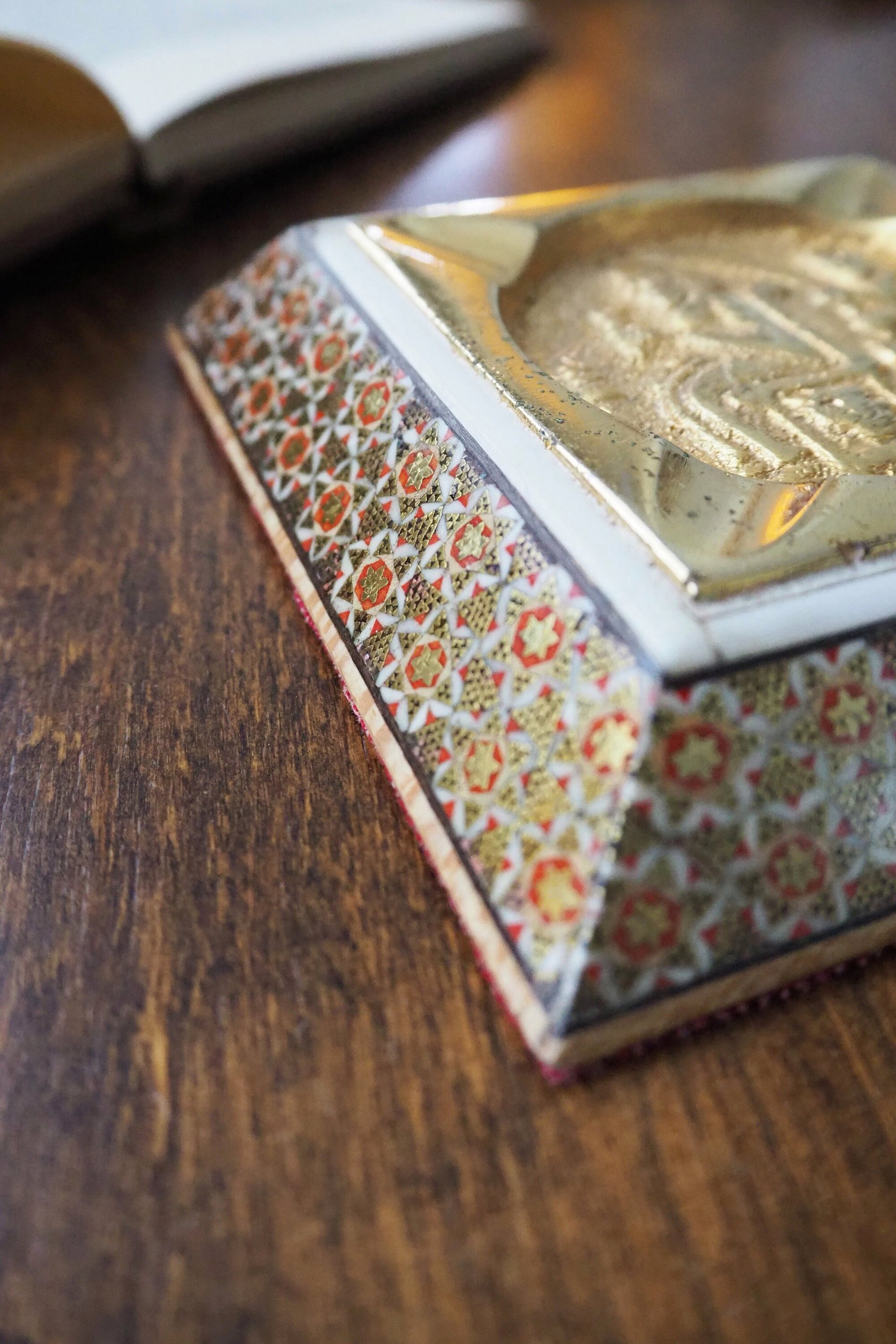 Vintage ashtray | Mosaic inlay ashtray | Brass ashtray | Mosaic ashtray