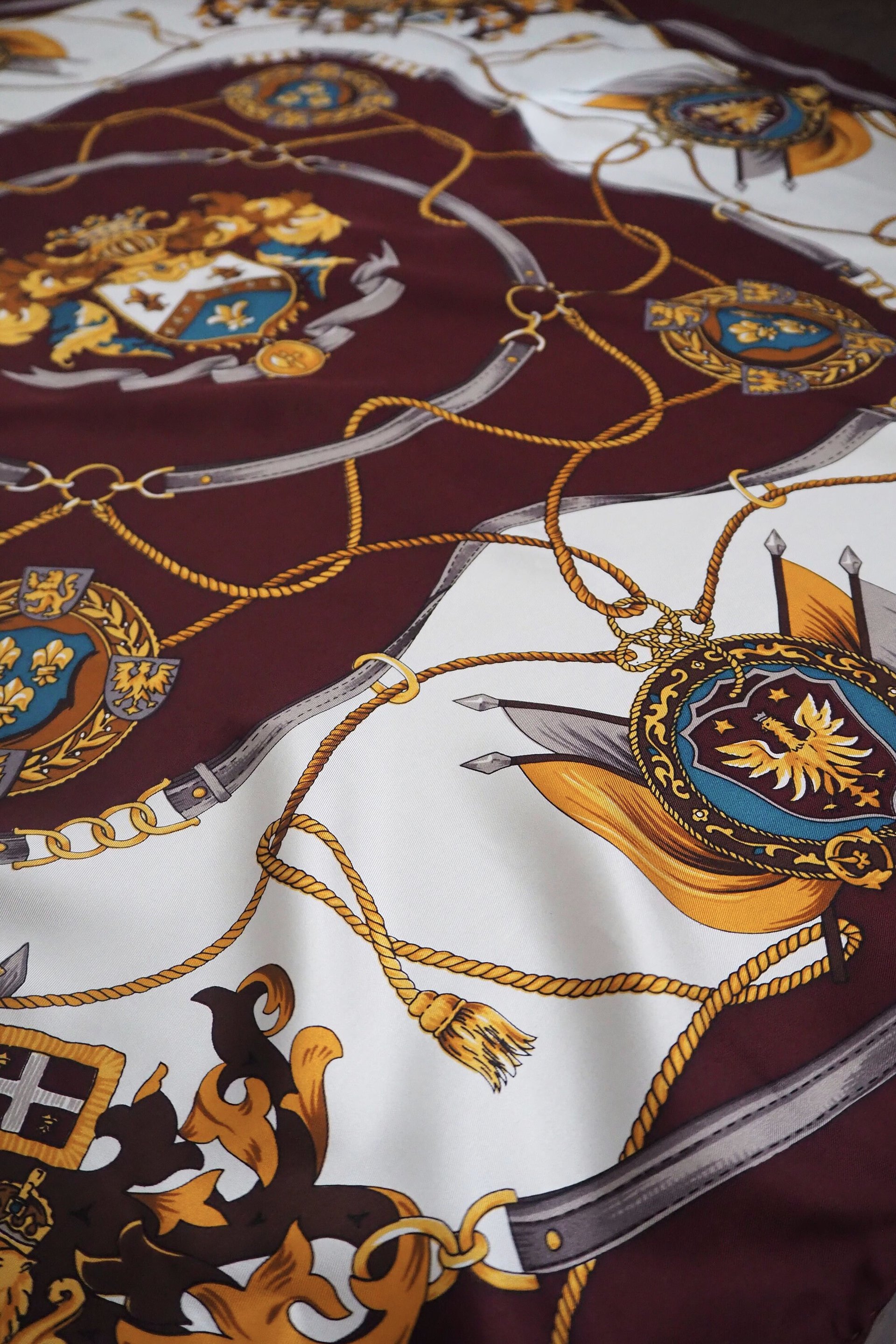 Vintage silk scarf | Purple silk scarf | Large vintage silk scarf | 100% silk scarf | Baroque silk scarf