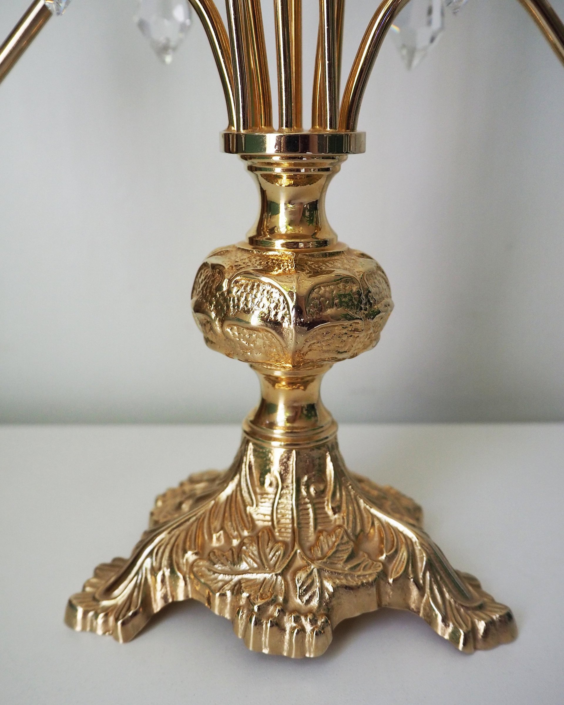Vintage crystal candelabra | Vintage two arm candelabra | Gold plated candelabra | Vintage candelabra