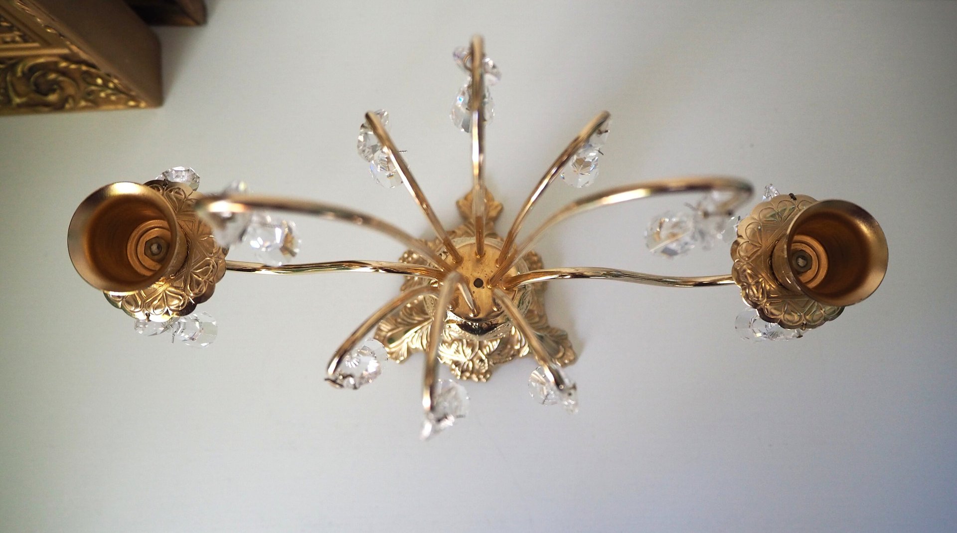 Vintage crystal candelabra | Vintage two arm candelabra | Gold plated candelabra | Vintage candelabra