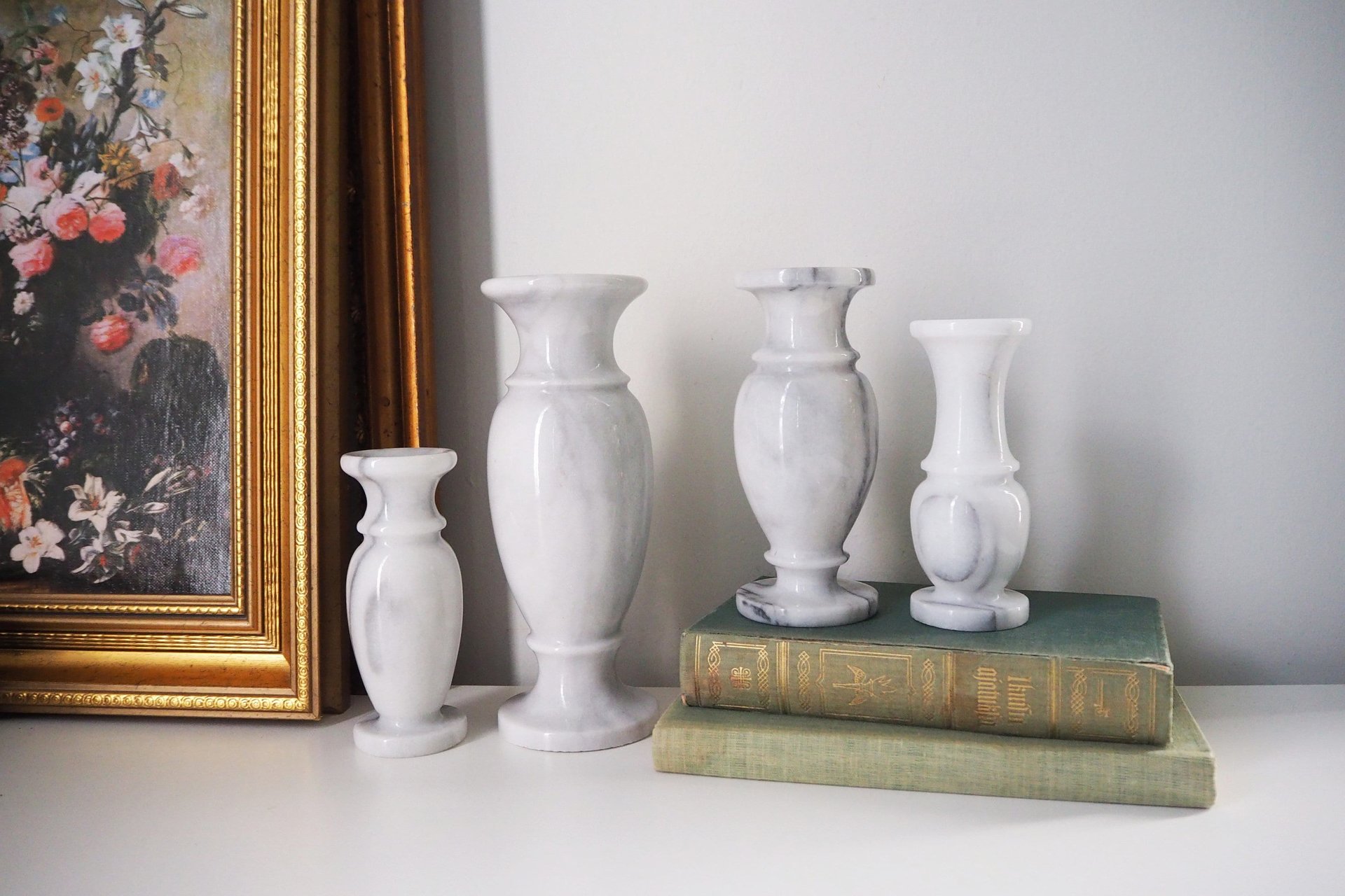 Set of two vintage vases | Marble vases | Vintage bud vase | Vintage single flower vases | Vintage marble vases