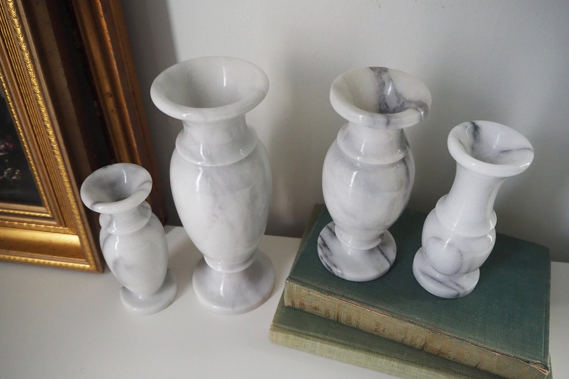 Set of two vintage vases | Marble vases | Vintage bud vase | Vintage single flower vases | Vintage marble vases