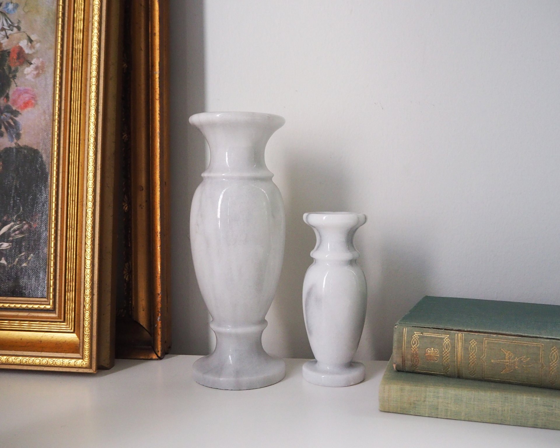 Set of two vintage vases | Marble vases | Vintage bud vase | Vintage single flower vases | Vintage marble vases