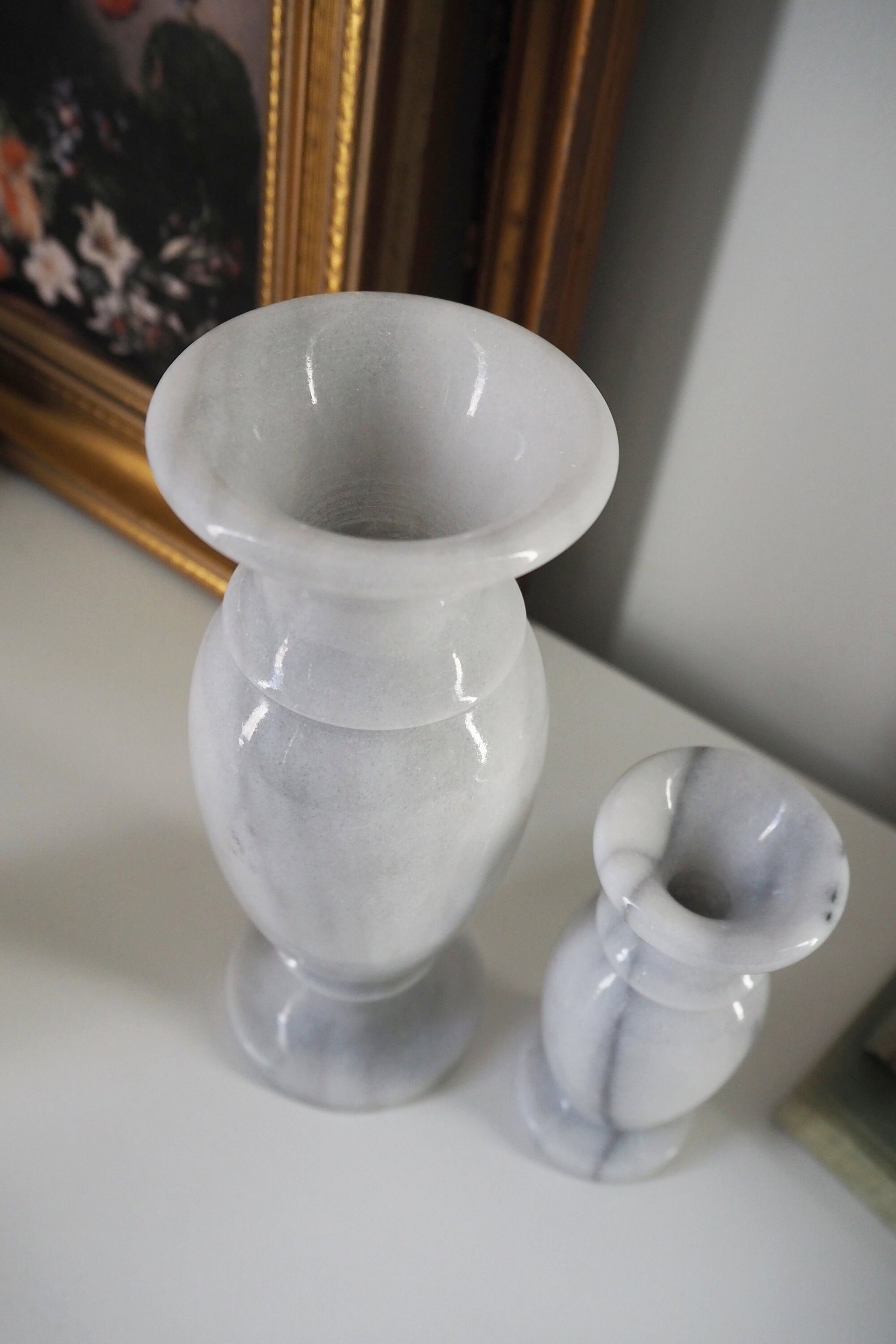 Set of two vintage vases | Marble vases | Vintage bud vase | Vintage single flower vases | Vintage marble vases