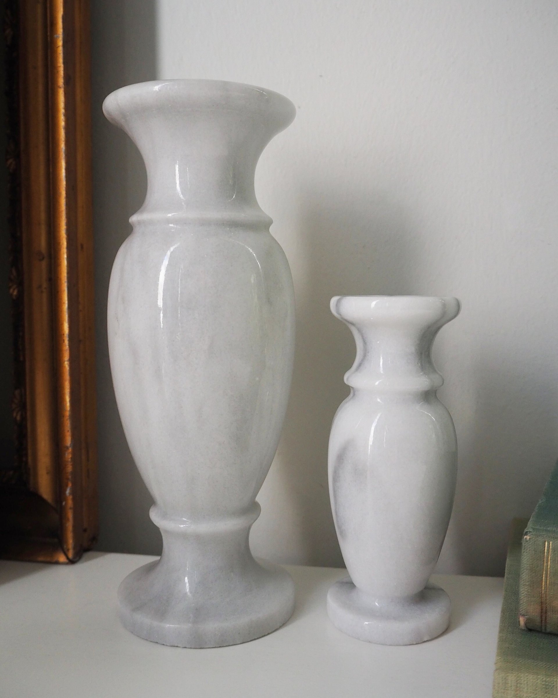 Set of two vintage vases | Marble vases | Vintage bud vase | Vintage single flower vases | Vintage marble vases