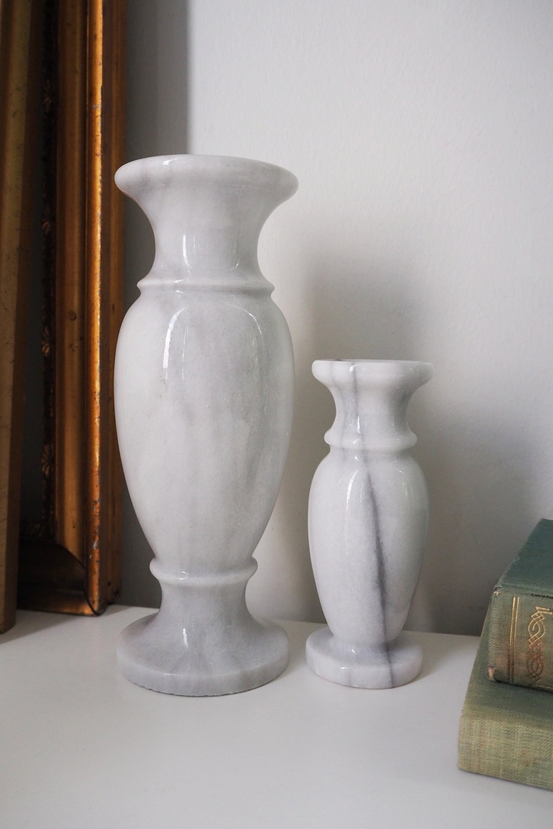 Set of two vintage vases | Marble vases | Vintage bud vase | Vintage single flower vases | Vintage marble vases