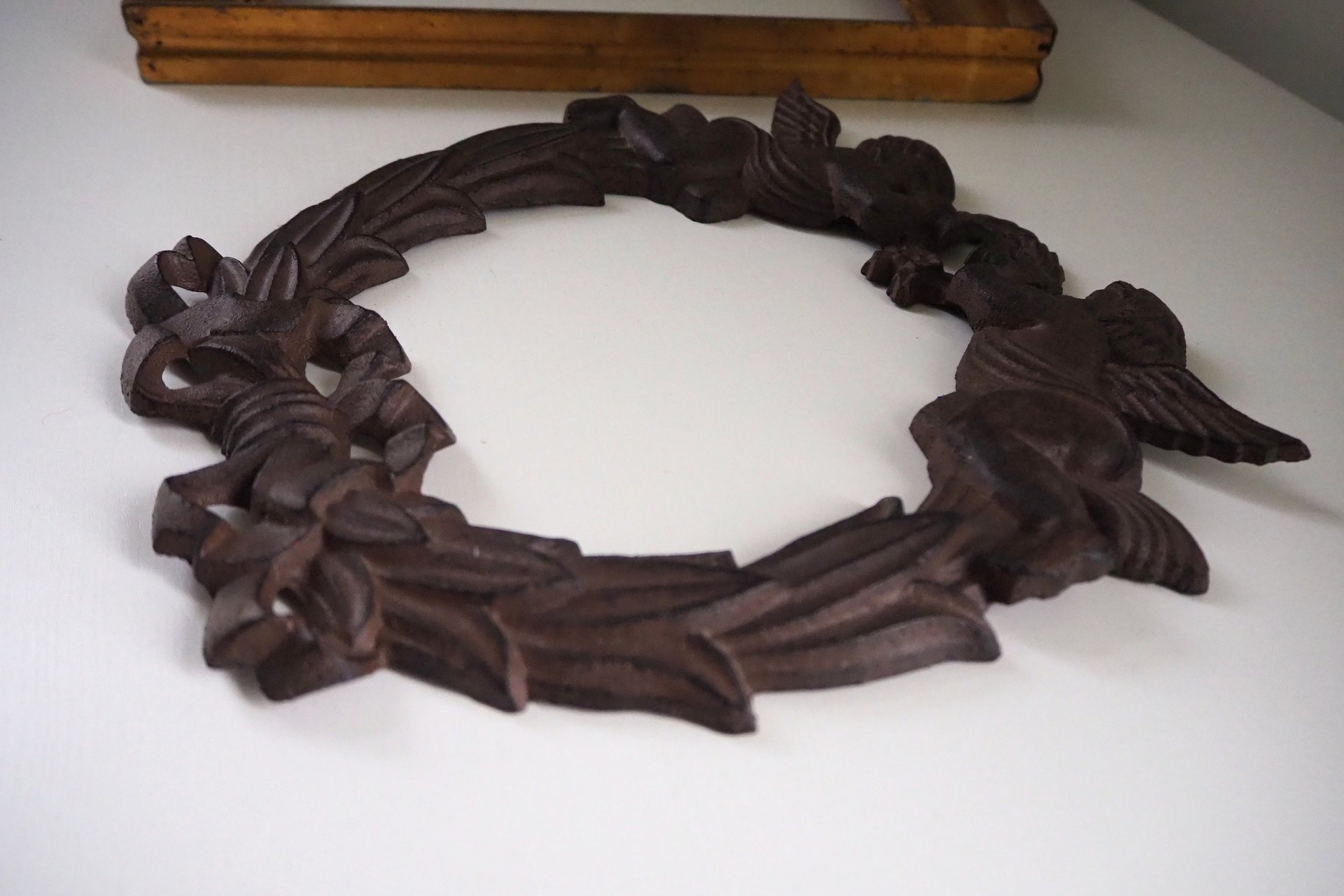 Vintage cast iron wreath | Angel wreath | Cast iron wreath | Vintage Christmas wreath | Cherub wreath | Vintage Christmas decor