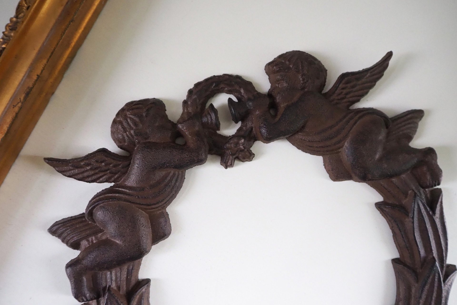 Vintage cast iron wreath | Angel wreath | Cast iron wreath | Vintage Christmas wreath | Cherub wreath | Vintage Christmas decor