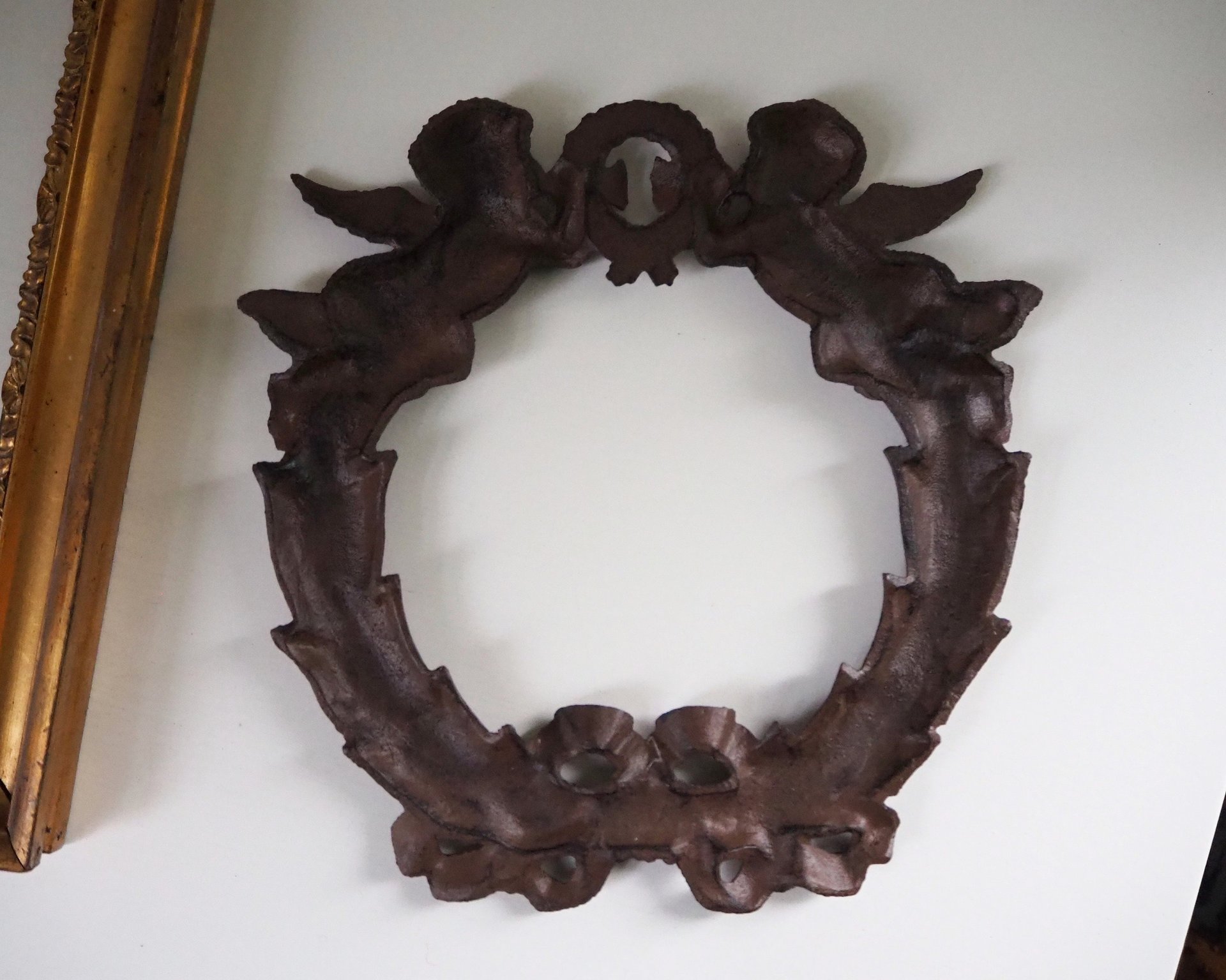 Vintage cast iron wreath | Angel wreath | Cast iron wreath | Vintage Christmas wreath | Cherub wreath | Vintage Christmas decor