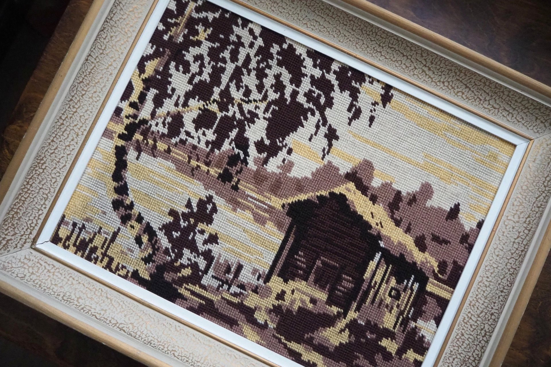 Vintage needlepoint wall art | Landscape needlepoint | Scandinavian wall art | Needlepoint wall hanging | Scenery needlepoint