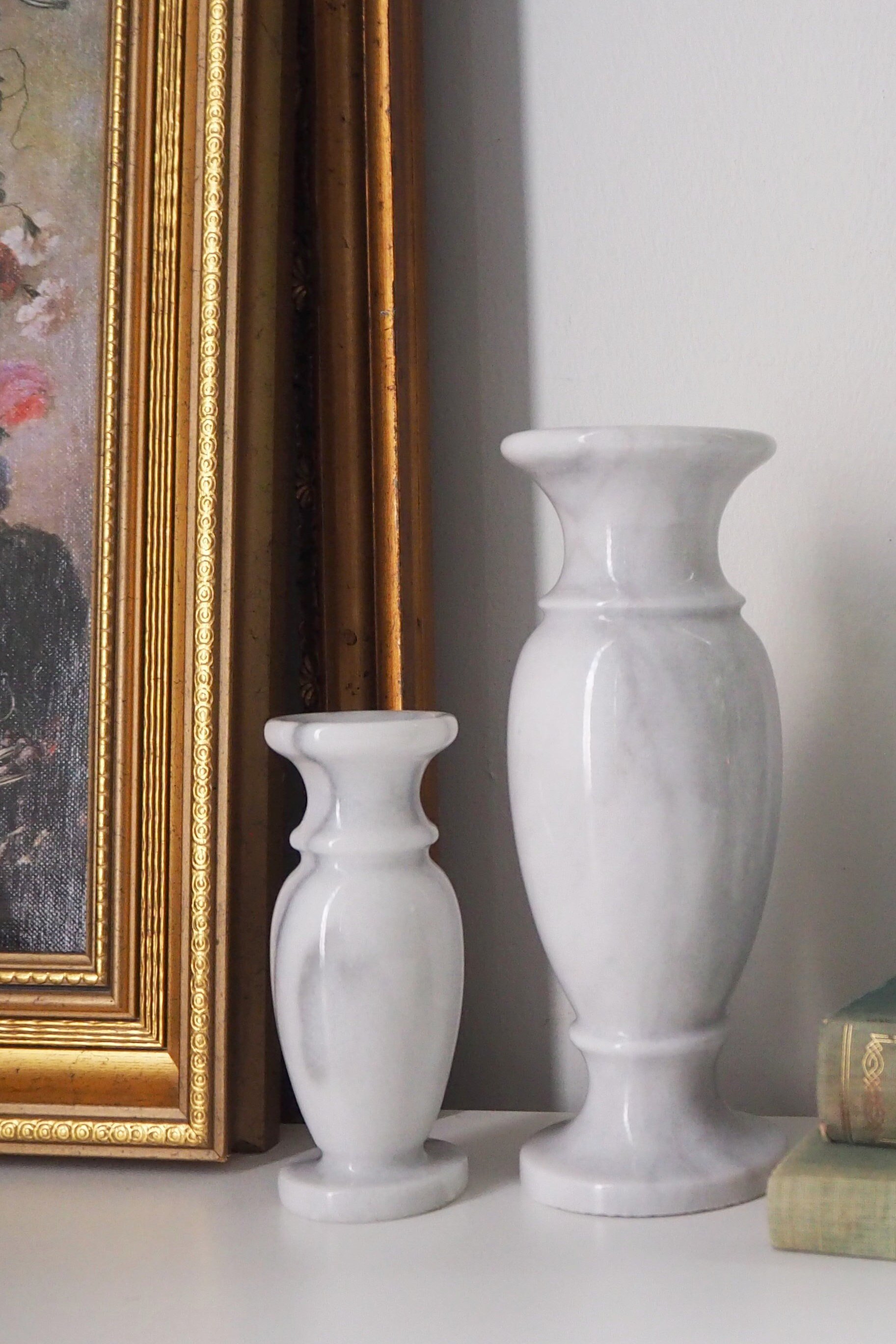 Set of two vintage vases | Marble vases | Vintage bud vase | Vintage single flower vases | Vintage marble vases