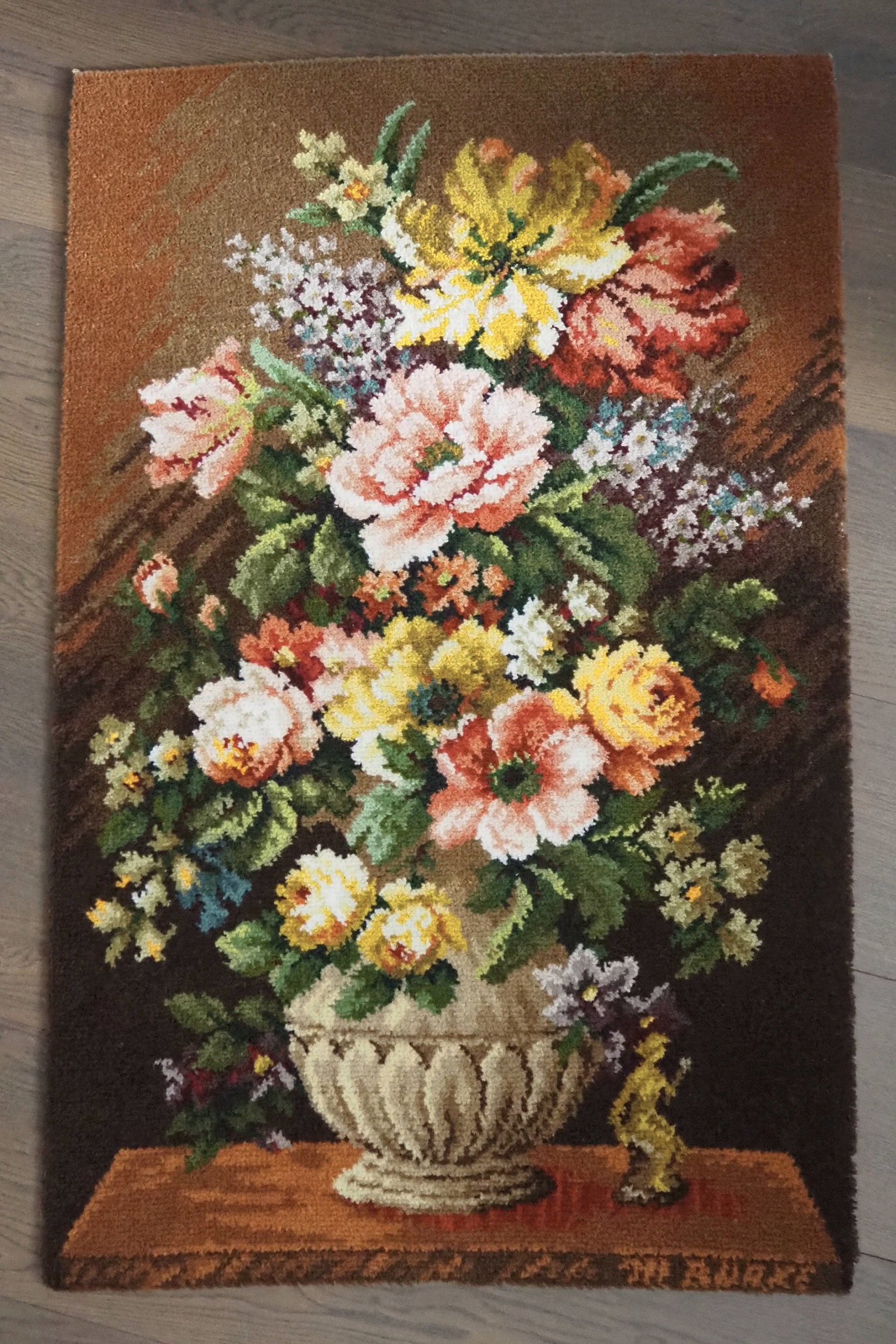 Vintage wall hanging | Carpets of Worth Picture Rug wall hanging | Summertime | Floral wall hanging | Made in England