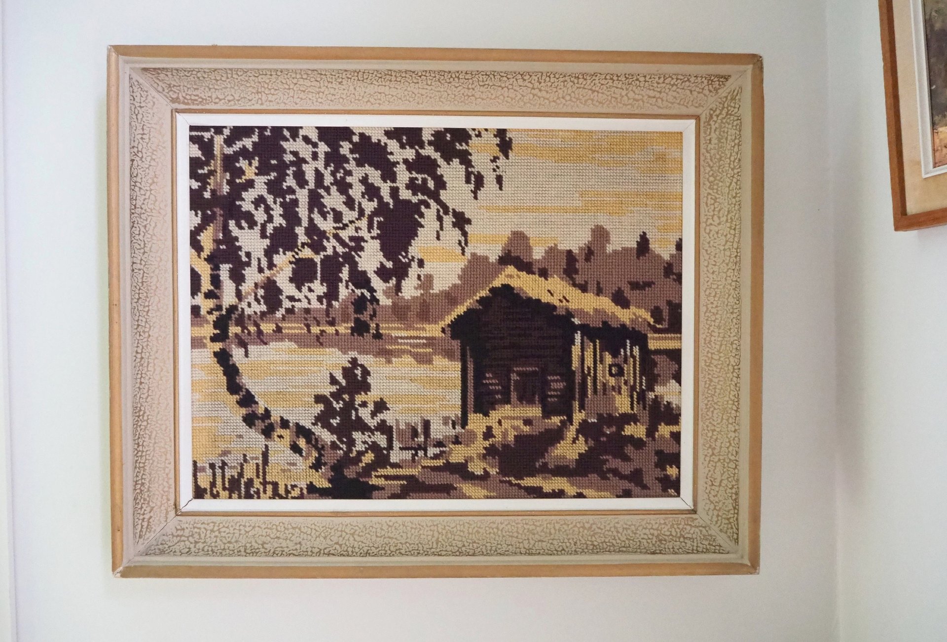 Vintage needlepoint wall art | Landscape needlepoint | Scandinavian wall art | Needlepoint wall hanging | Scenery needlepoint
