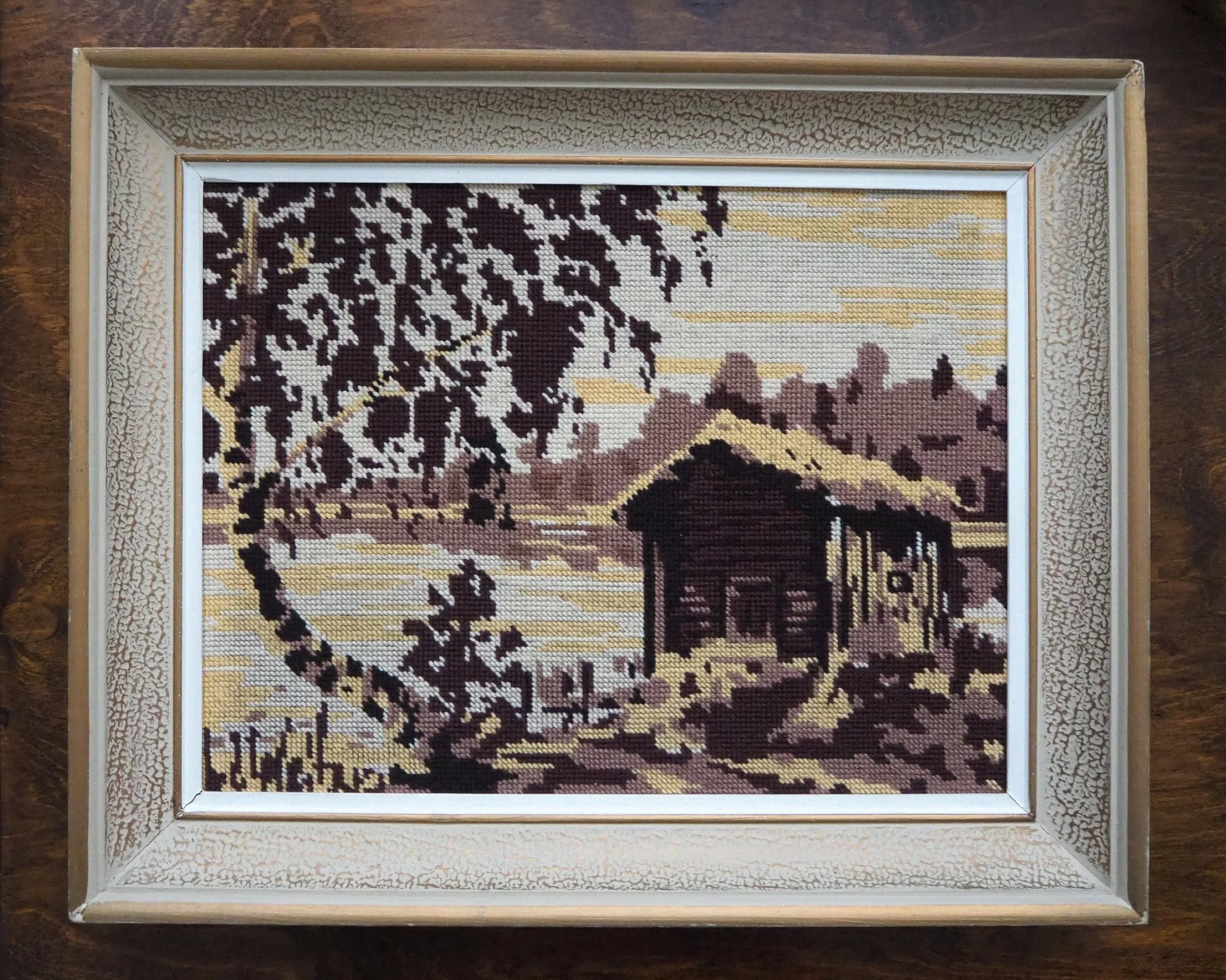 Vintage needlepoint wall art | Landscape needlepoint | Scandinavian wall art | Needlepoint wall hanging | Scenery needlepoint