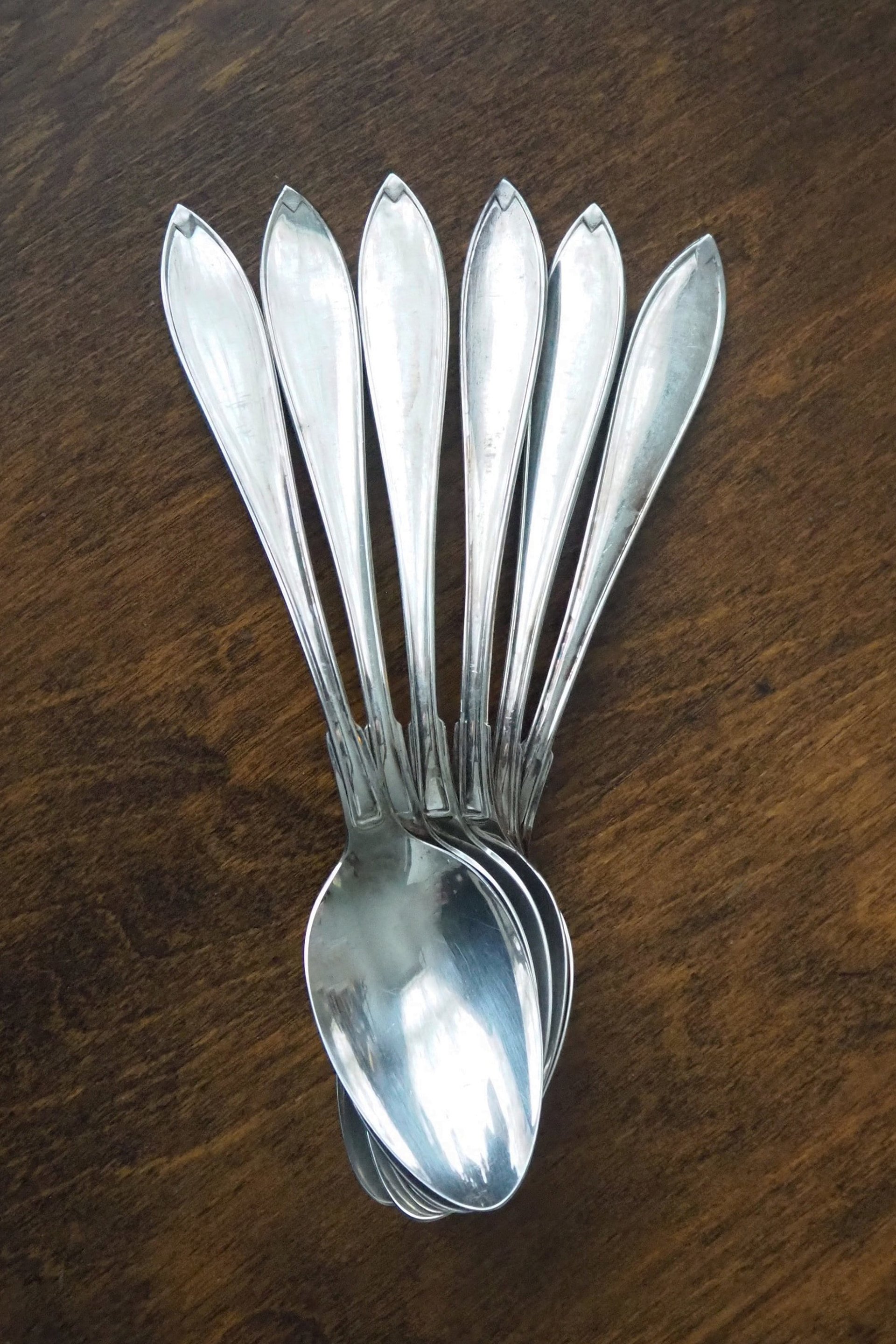 Set of six vintage tablespoons | Large vintage spoons | Vintage silver plated spoons | Vintage tablespoons | Vintage alpacca silver spoons