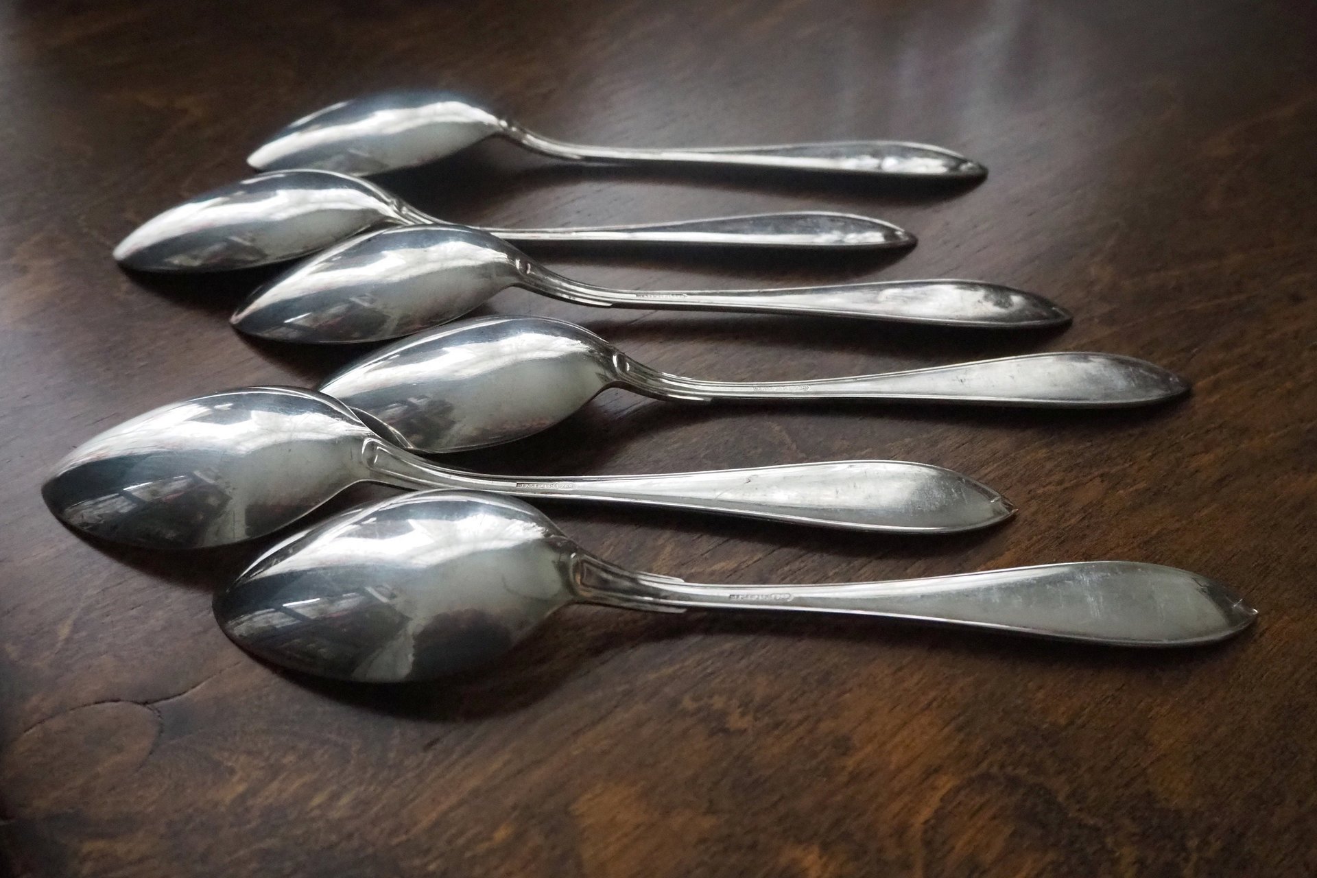 Set of six vintage tablespoons | Large vintage spoons | Vintage silver plated spoons | Vintage tablespoons | Vintage alpacca silver spoons