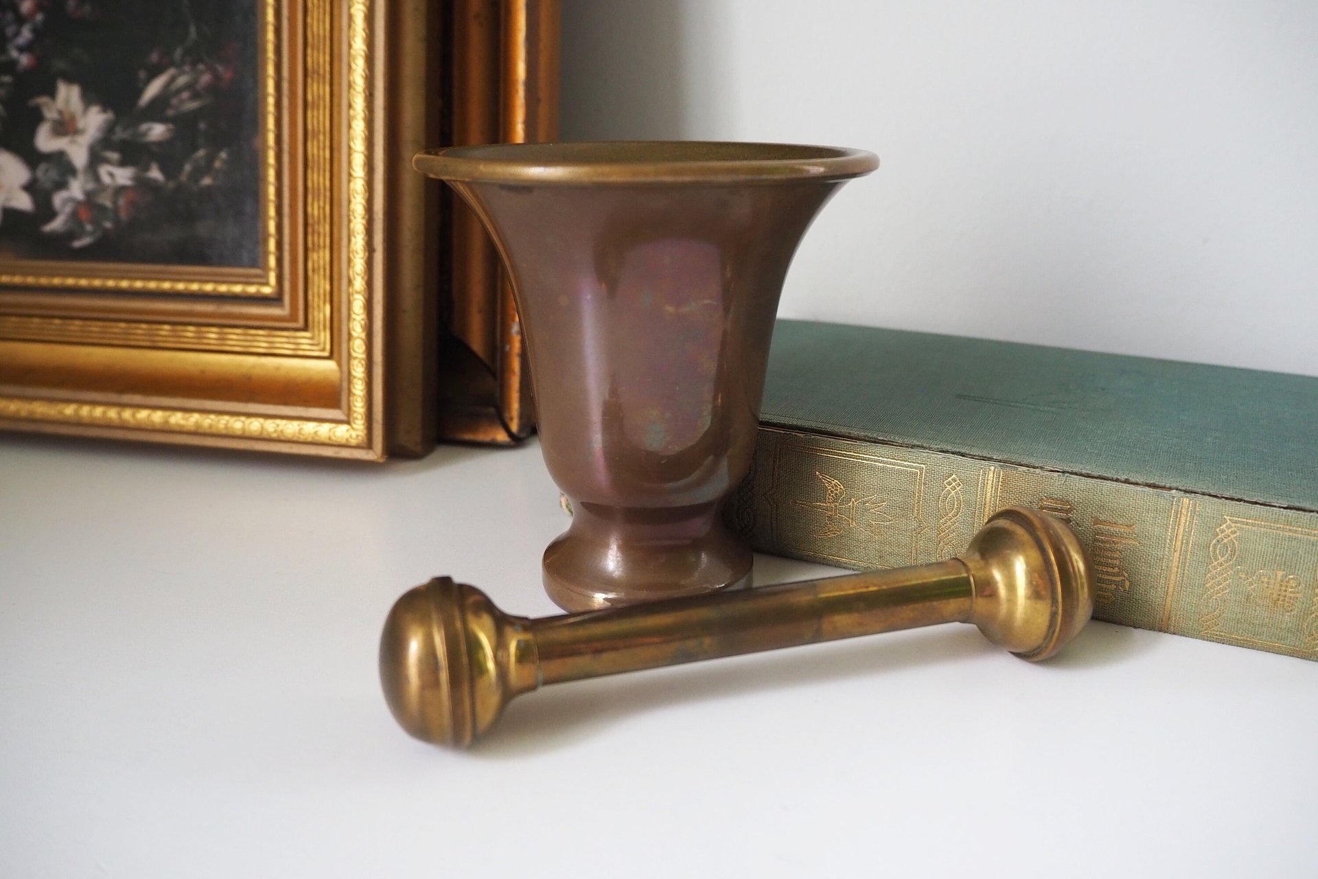 Vintage brass mortar and pestle | Heavy brass mortar | Vintage brass and copper mortar | Vintage mortar and pestle | Vintage kitchenware