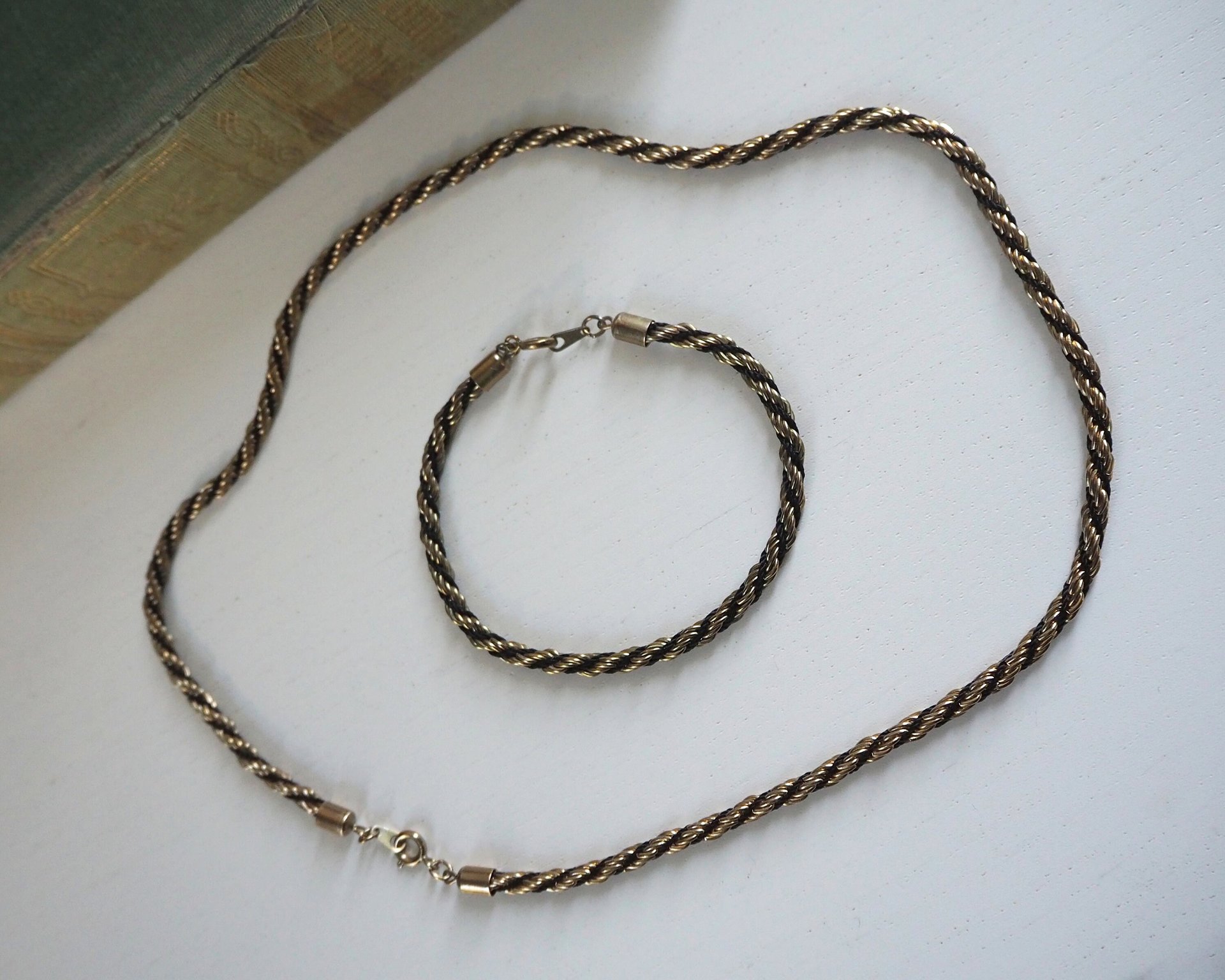 Vintage twist rope necklace and bracelet | Silver tone necklace and bracelet set | Rope chain necklace | Twist rope necklace | Matching set
