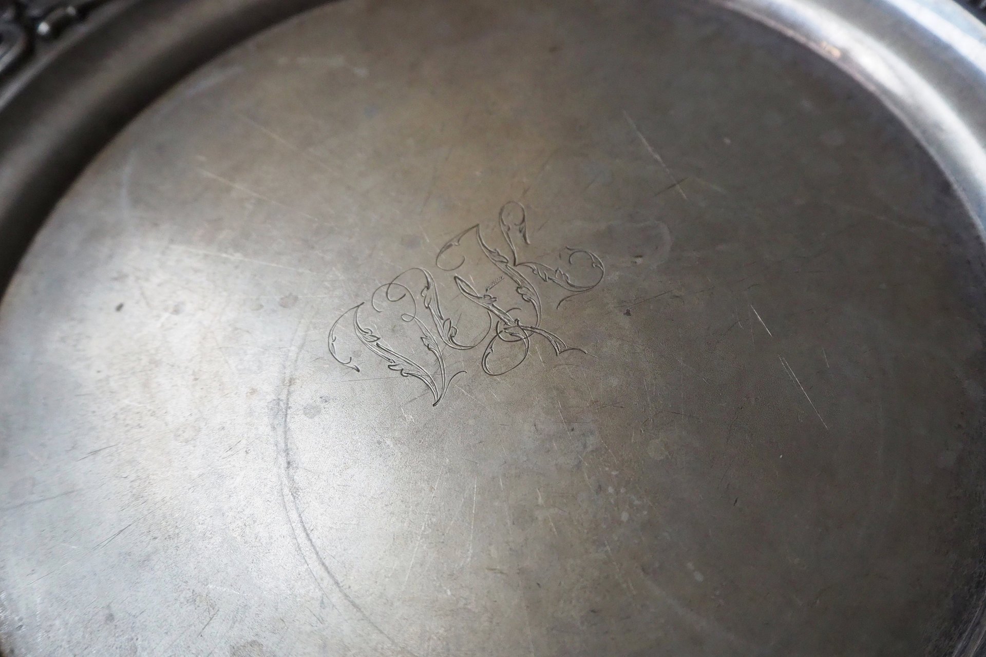 Vintage alpacca silver tray | Alpacca silver platter | Vintage serving tray | Engraved silver tray | Made in Finland