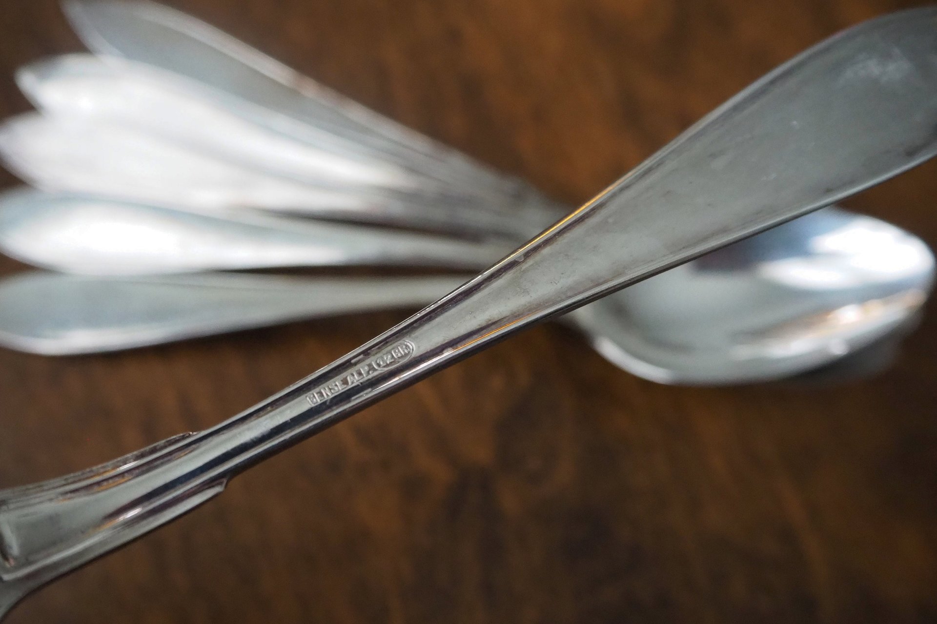 Set of six vintage tablespoons | Large vintage spoons | Vintage silver plated spoons | Vintage tablespoons | Vintage alpacca silver spoons